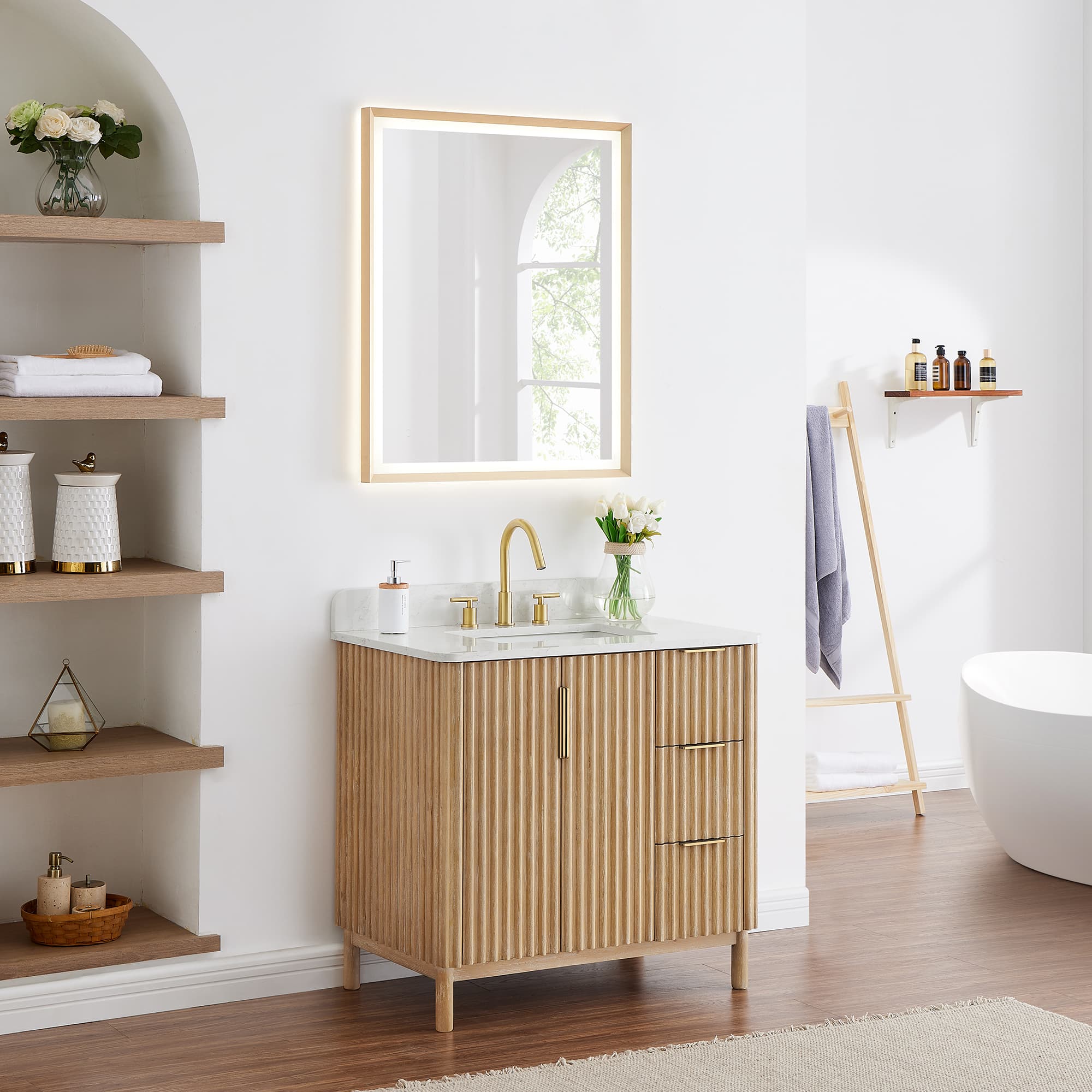 Altair Sierra Freestanding Bathroom Vanity in Washed Light Brown - photo 3 of 13