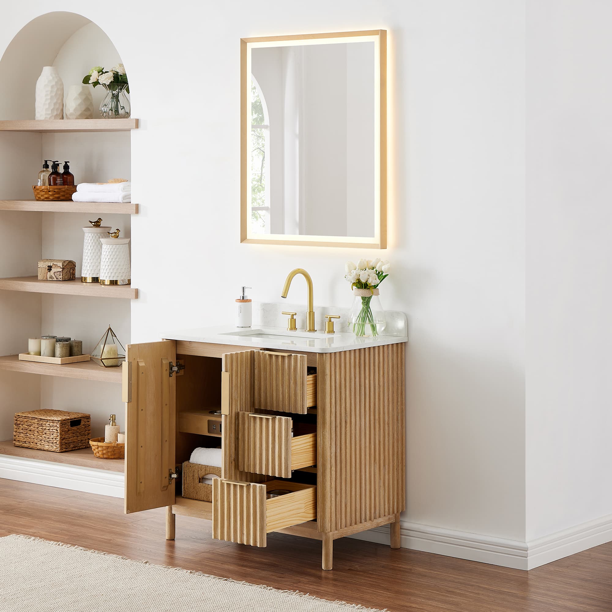 Altair Sierra Freestanding Bathroom Vanity in Washed Light Brown - photo 4 of 13