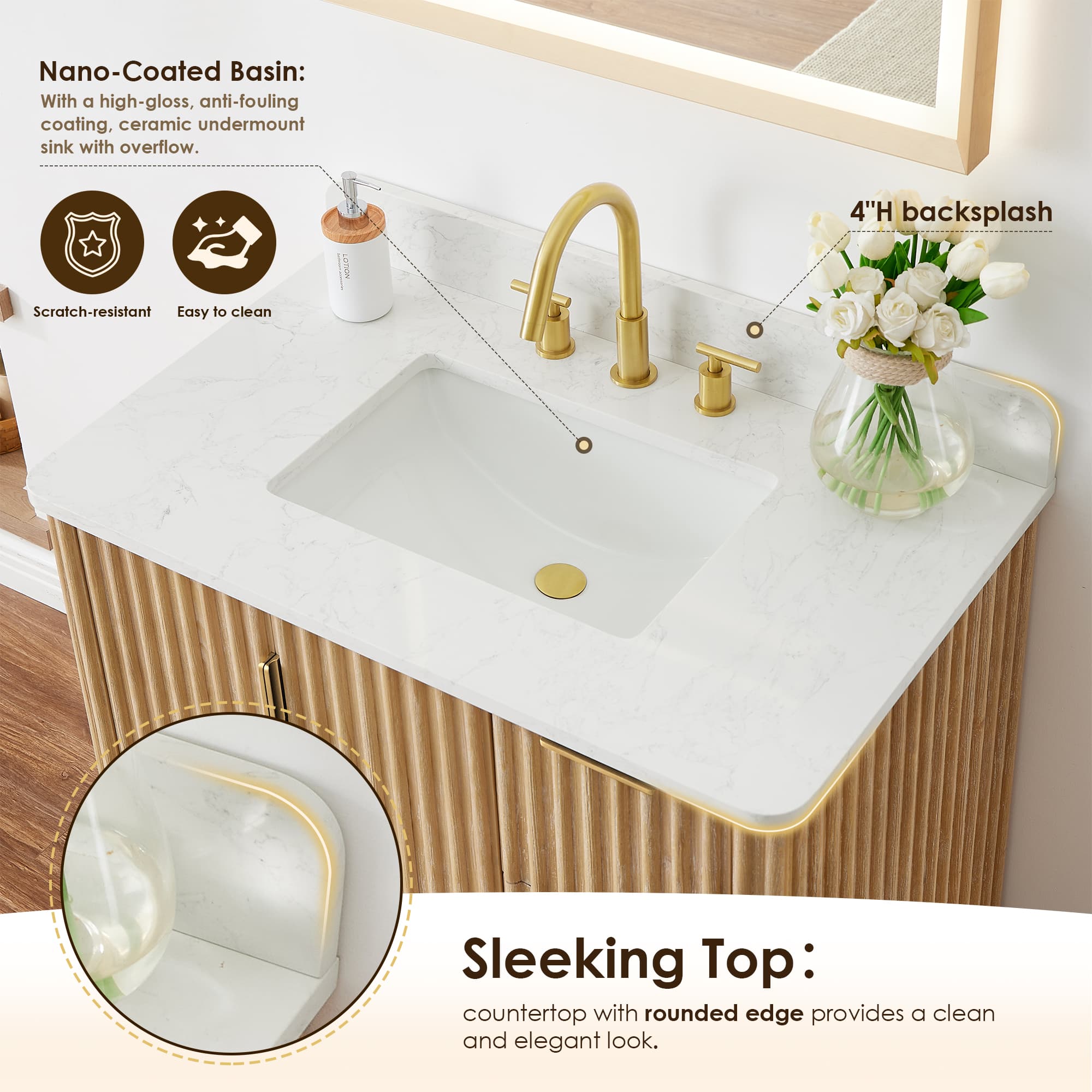 Altair Sierra Freestanding Bathroom Vanity in Washed Light Brown - photo 6 of 13