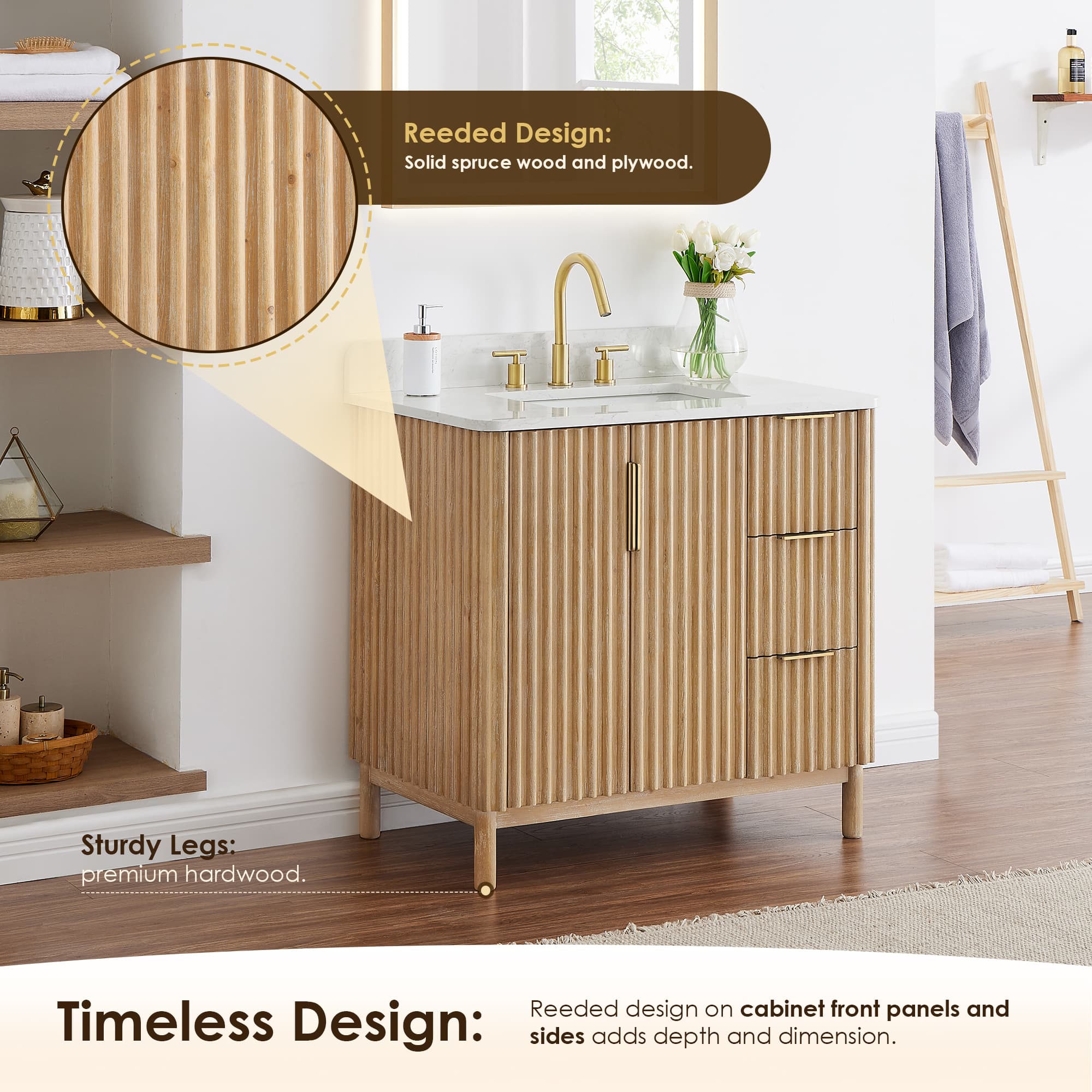 Altair Sierra Freestanding Bathroom Vanity in Washed Light Brown - photo 8 of 13