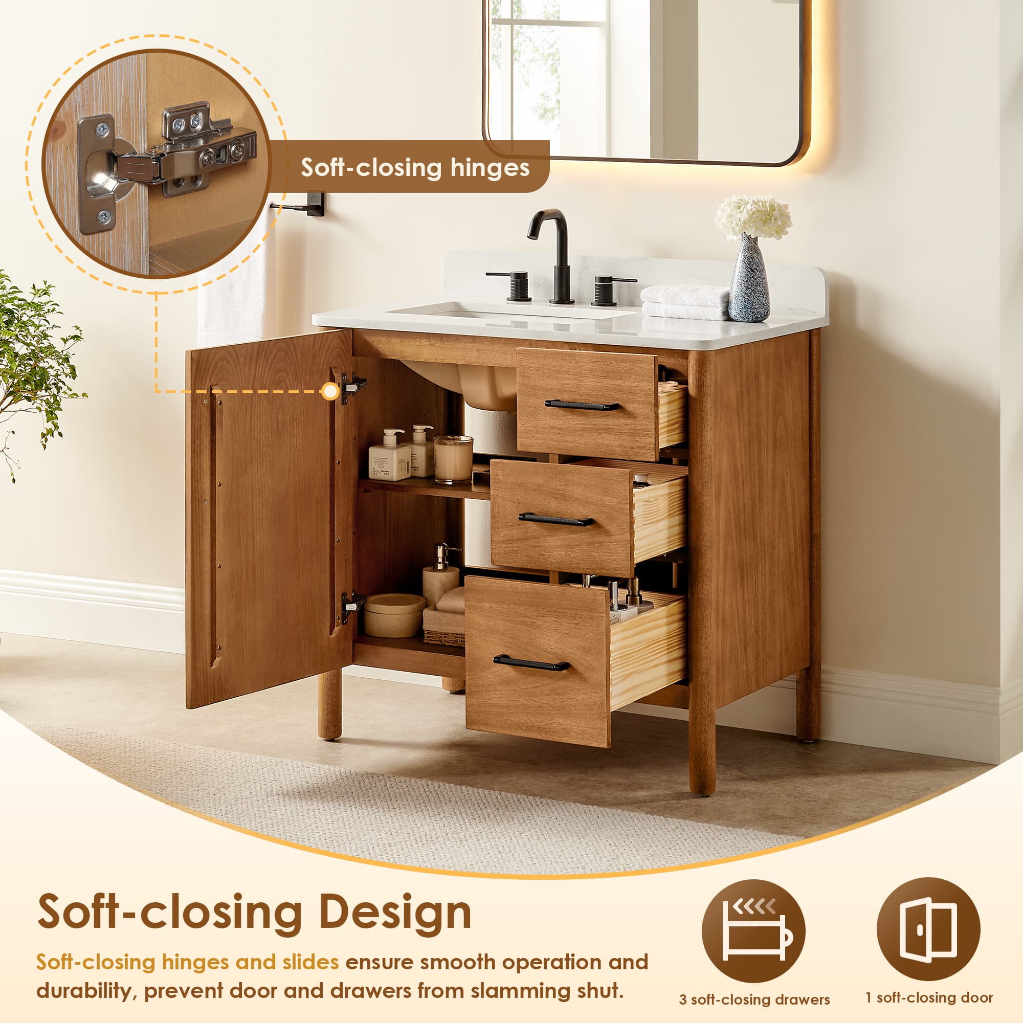 Altair Velora Freestanding Bathroom Vanity in Mango Brown - photo 11 of 17
