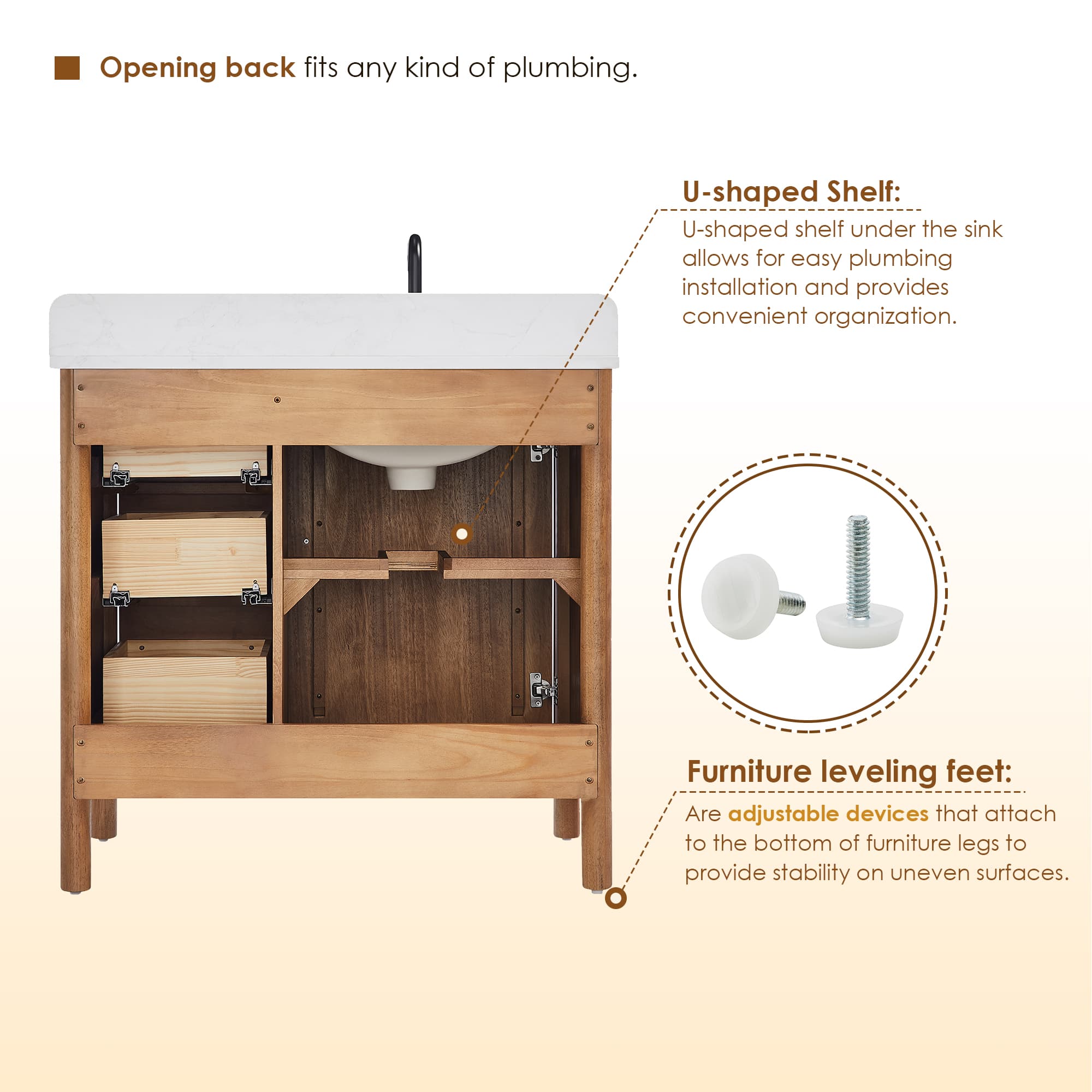 Altair Velora Freestanding Bathroom Vanity in Mango Brown - photo 15 of 17