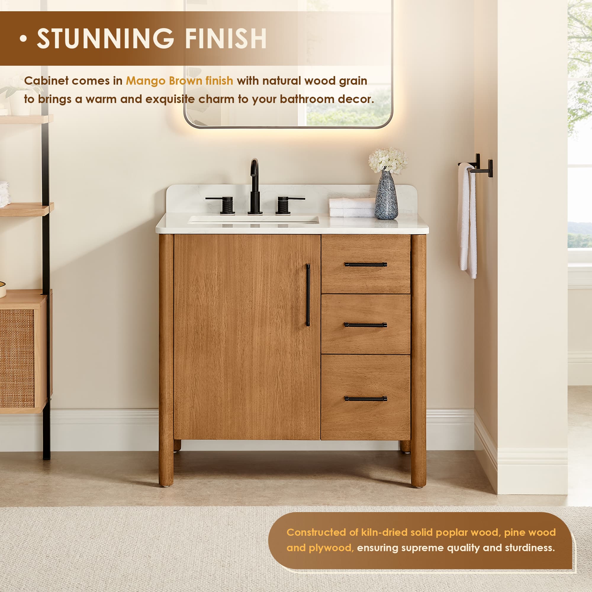 Altair Velora Freestanding Bathroom Vanity in Mango Brown - photo 5 of 17
