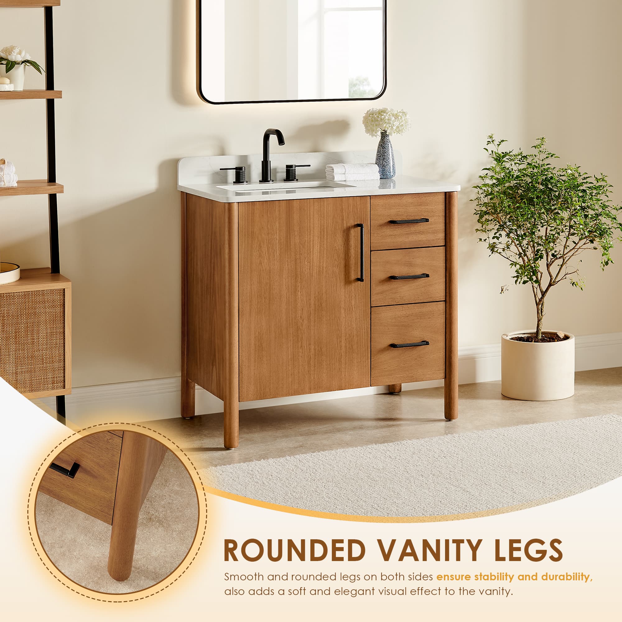 Altair Velora Freestanding Bathroom Vanity in Mango Brown - photo 6 of 17