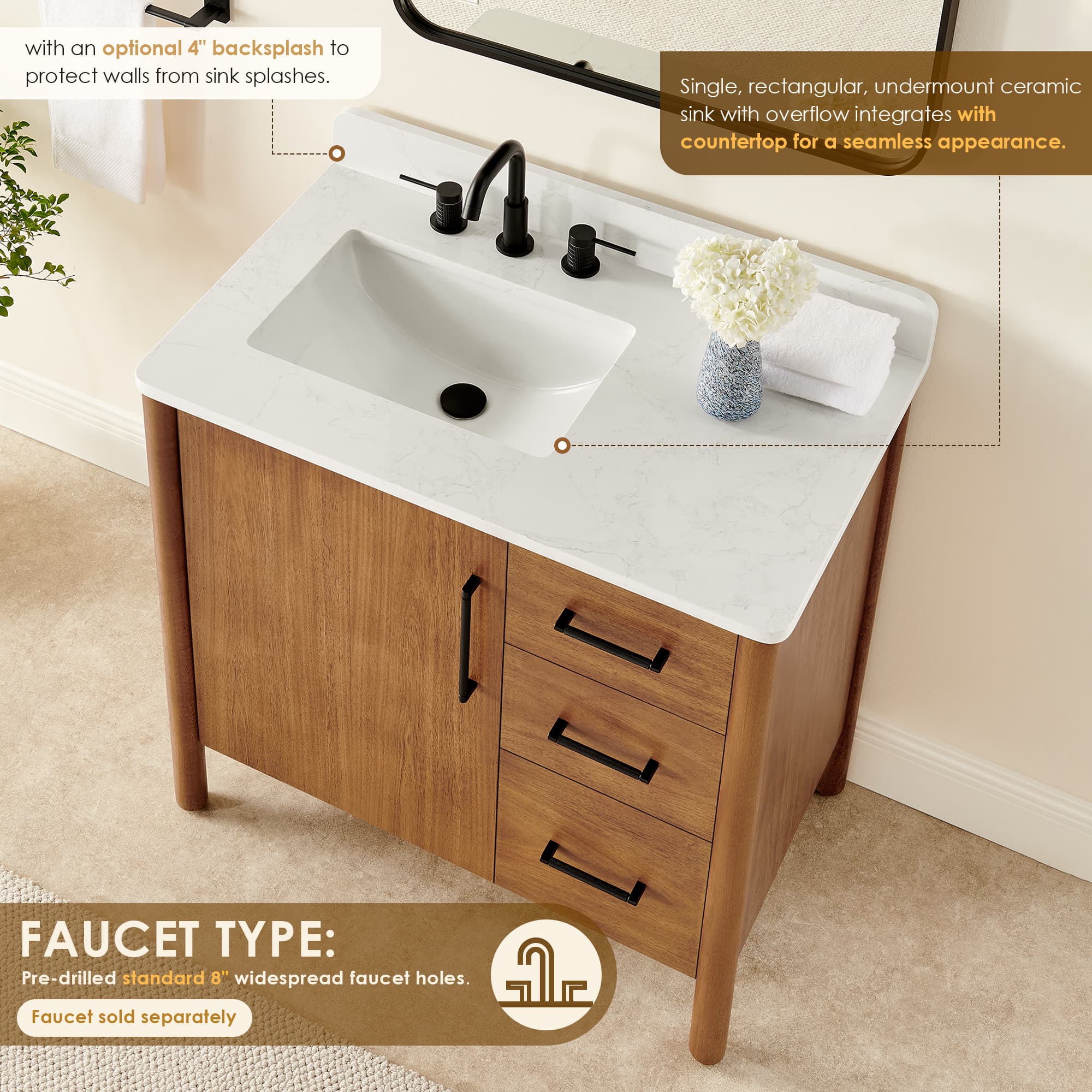 Altair Velora Freestanding Bathroom Vanity in Mango Brown - photo 8 of 17