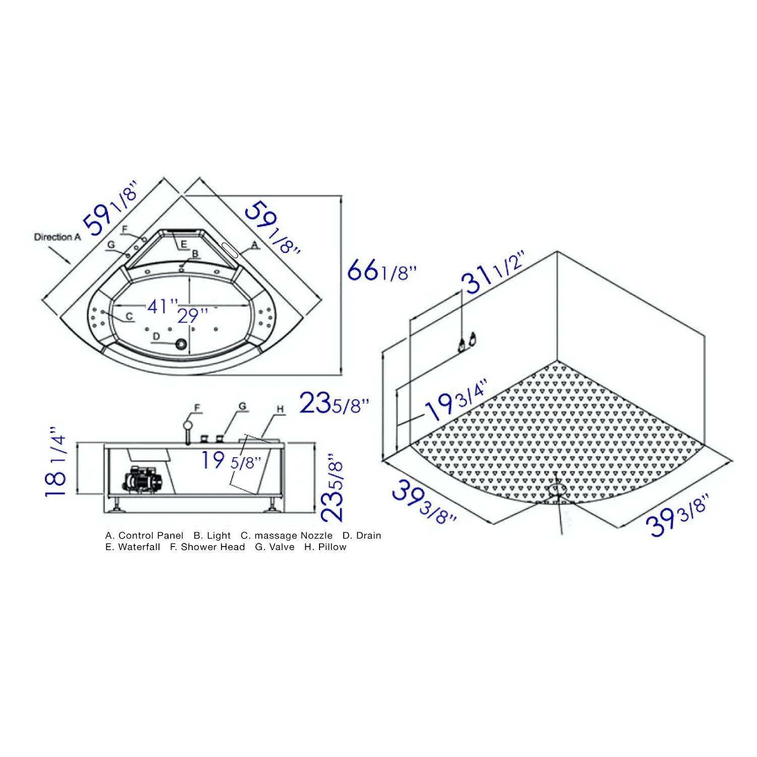 EAGO AM197ETL 5 ft 2 Person Acrylic Round Whirlpool Bathtub - image 7