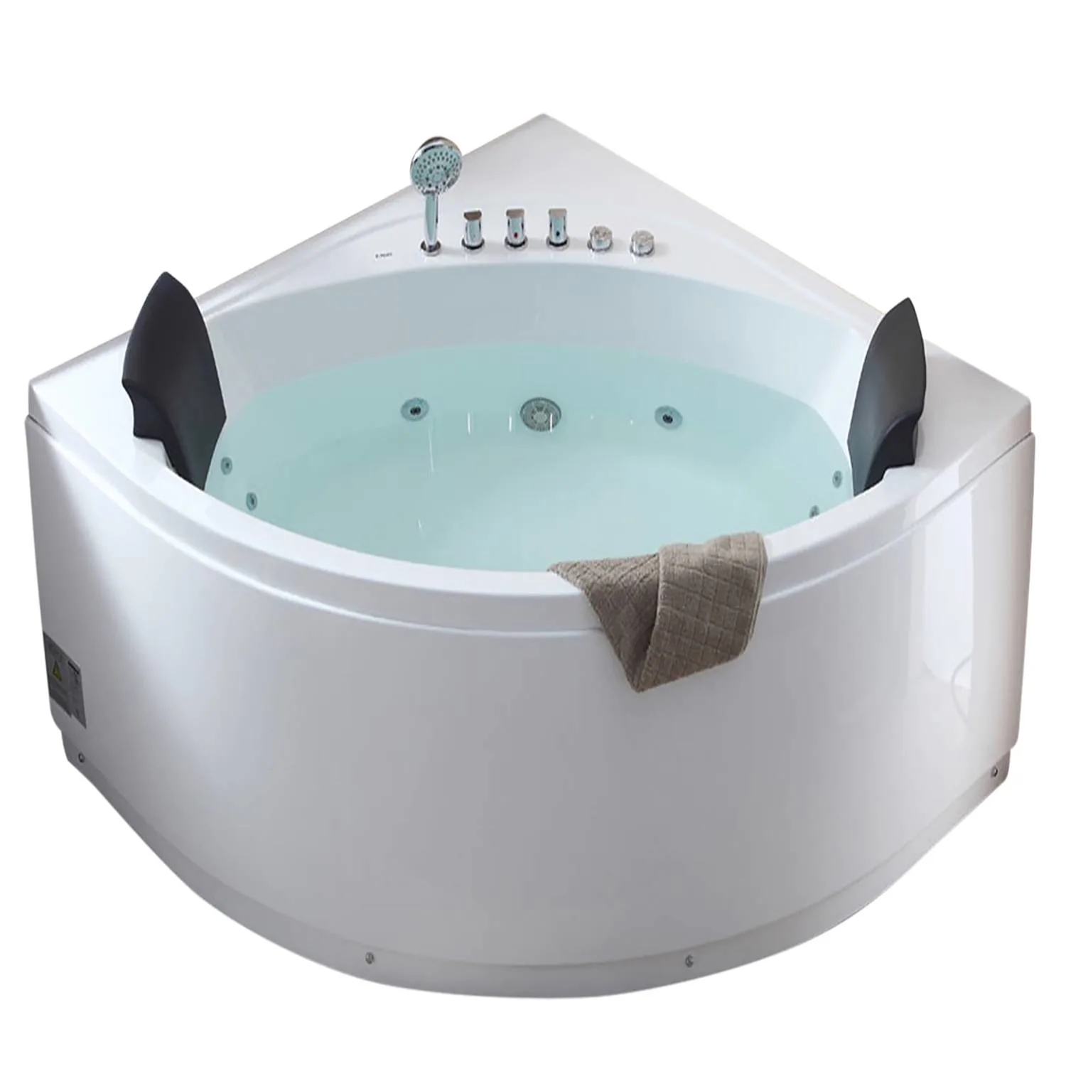 EAGO AM200 59 in Round Double Seat Corner Whirlpool Bathtub With Fixtures - image 1