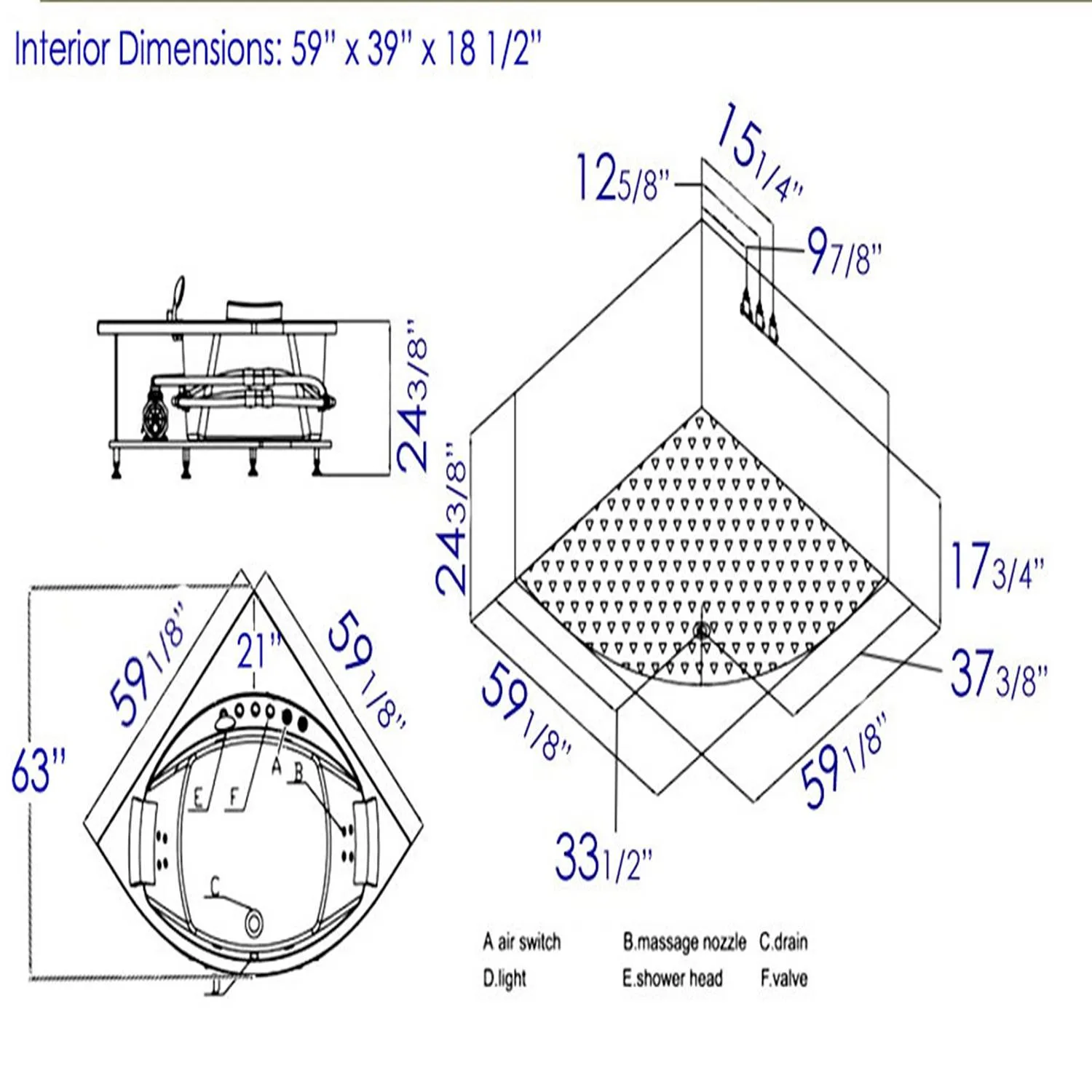 EAGO AM200 59 in Round Double Seat Corner Whirlpool Bathtub With Fixtures - image 16