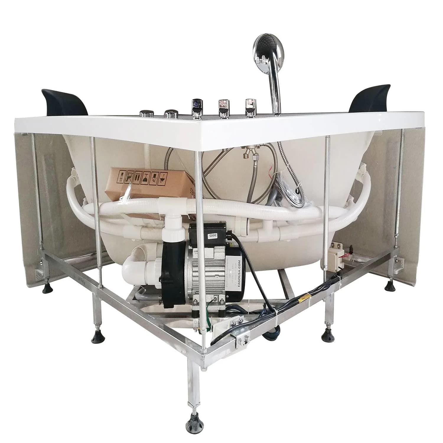 EAGO AM200 59 in Round Double Seat Corner Whirlpool Bathtub With Fixtures - image 10