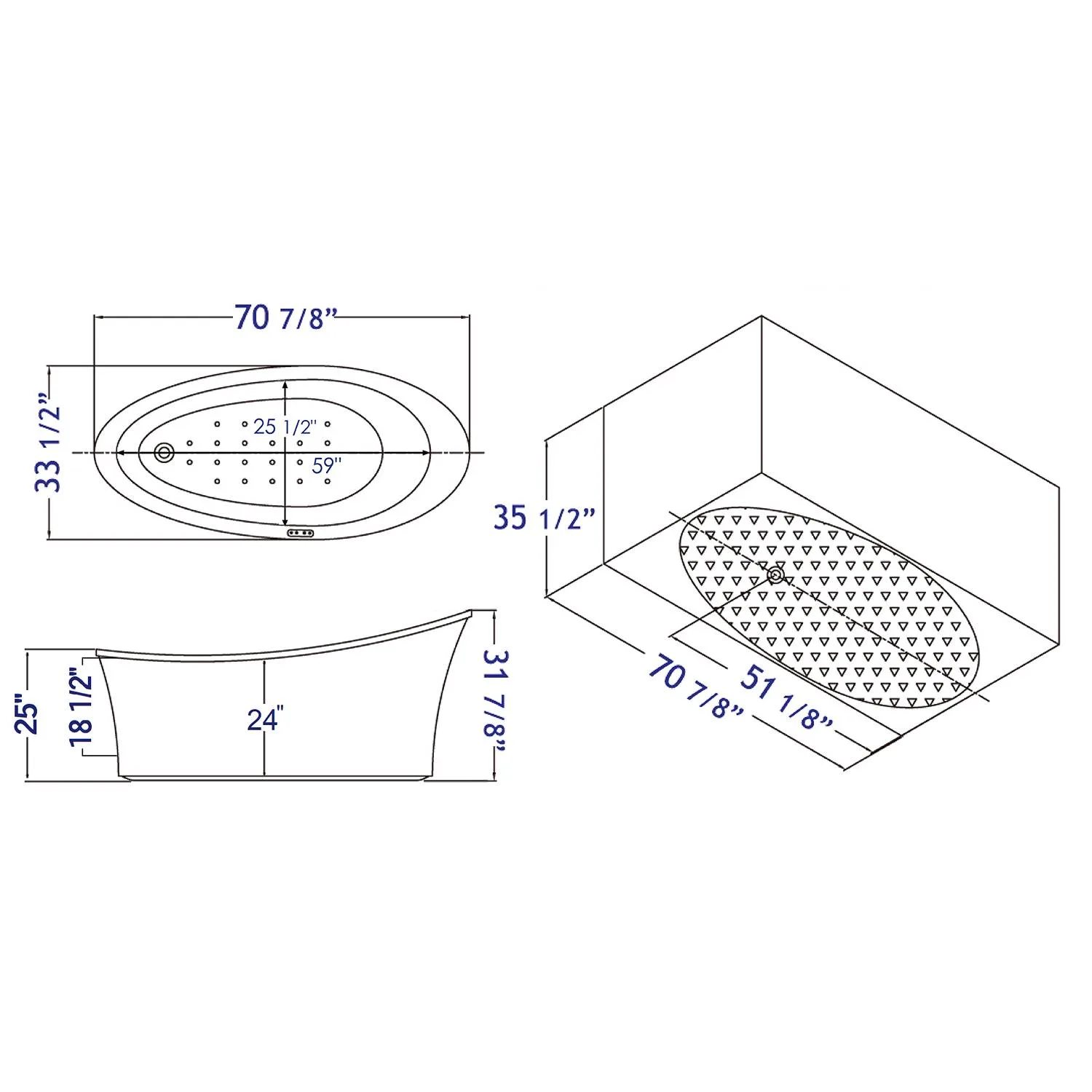 EAGO AM1800 6 ft Free Standing Air Bubble Bathtub - image 6