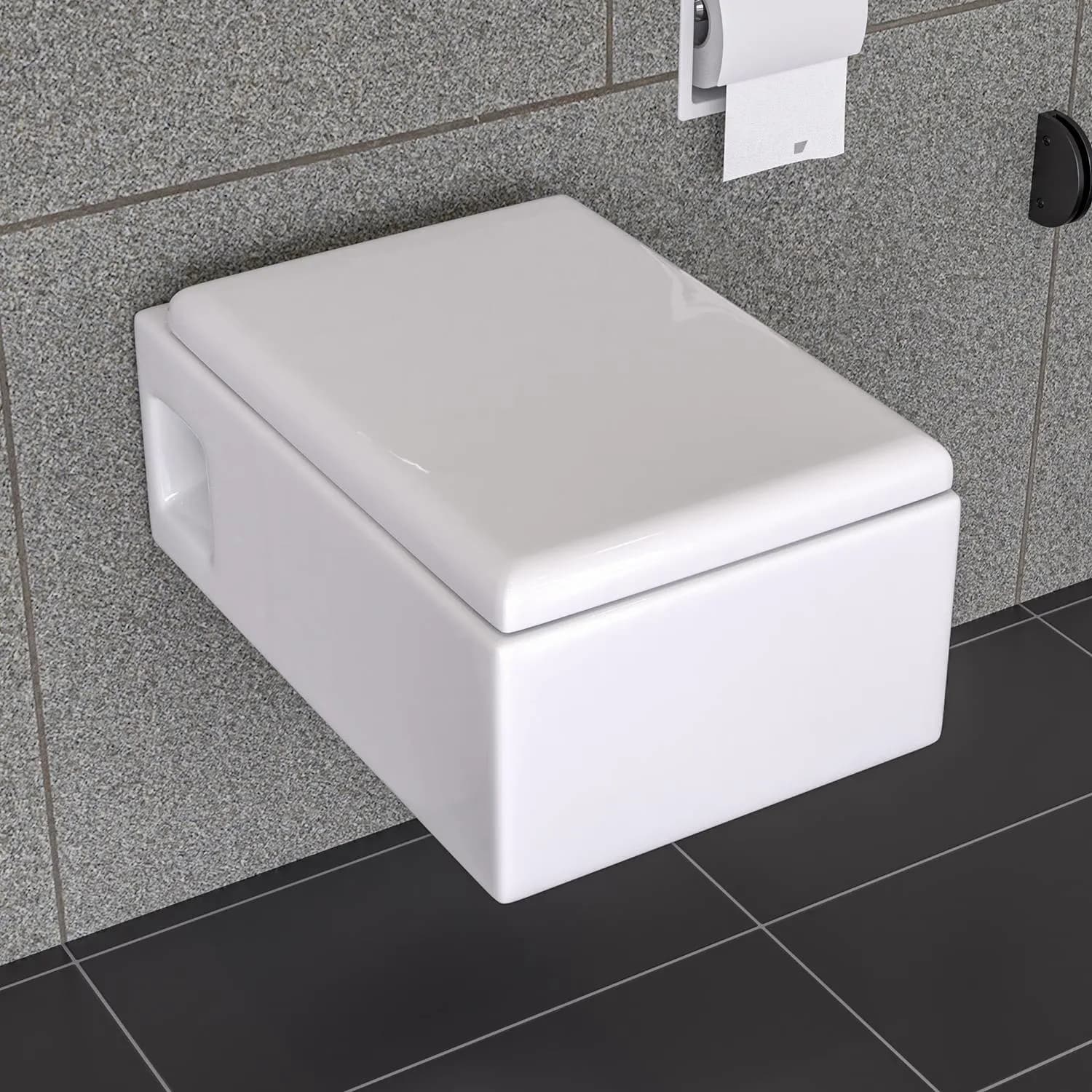 EAGO WD333 Square Modern Dual Flush Wall Mounted Toilet Bowl - image 8