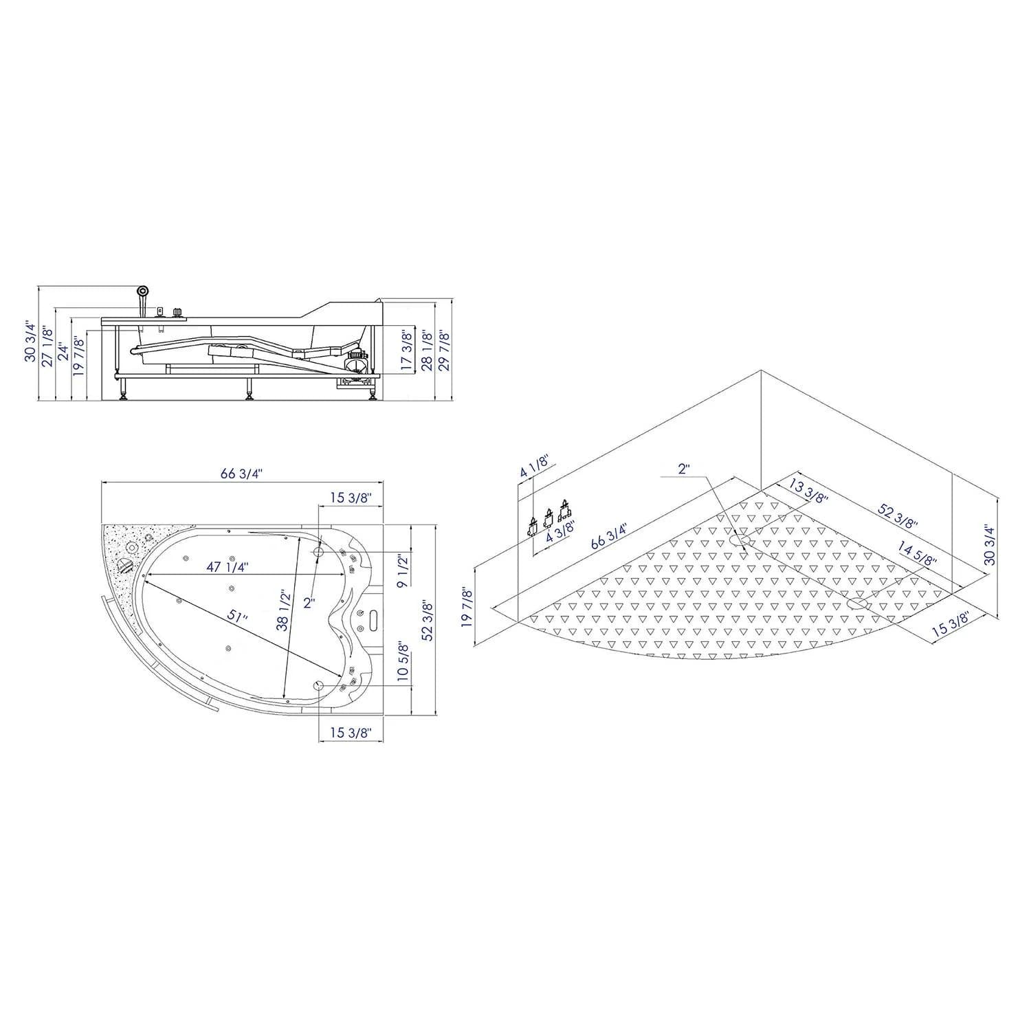 EAGO AM113ETL 5.5 ft 2 Person Acrylic Corner Whirlpool Bathtub - image 13