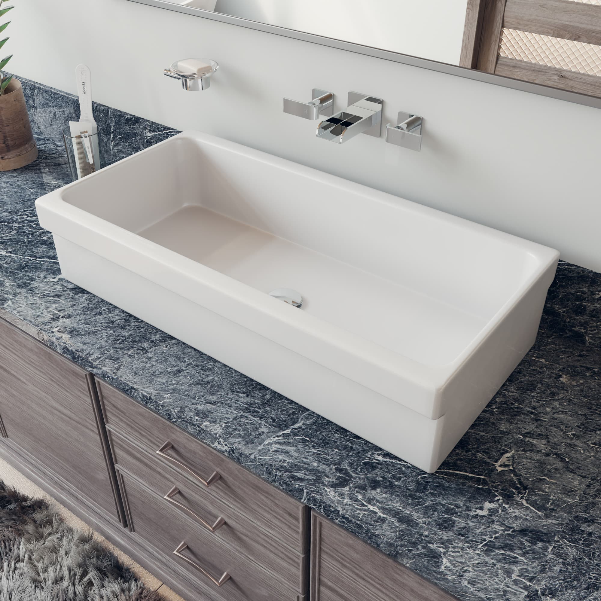 ALFI AB36TR 36" White Fireclay Bath Trough Bathroom Sink - image 1