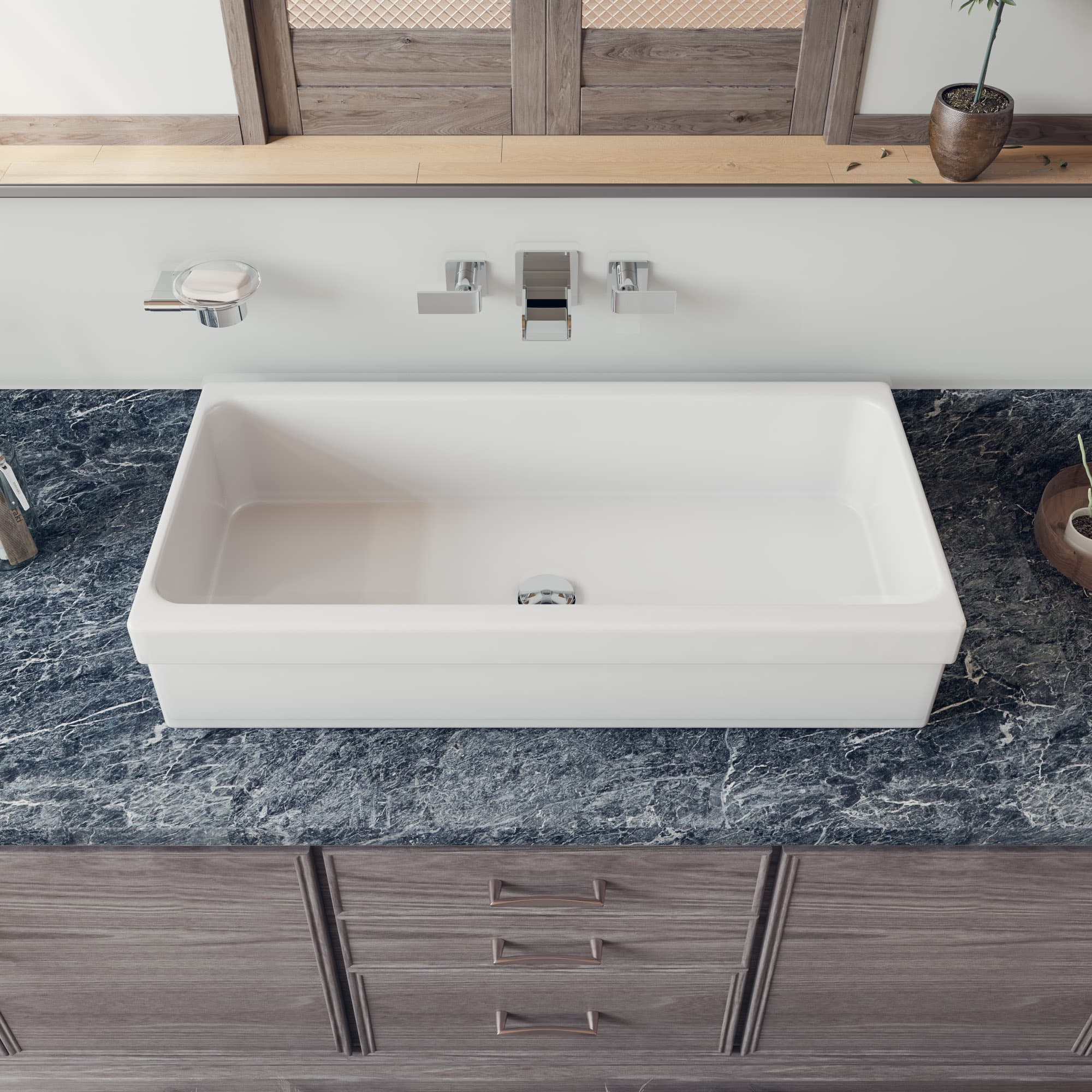 ALFI AB36TR 36" White Fireclay Bath Trough Bathroom Sink - image 2