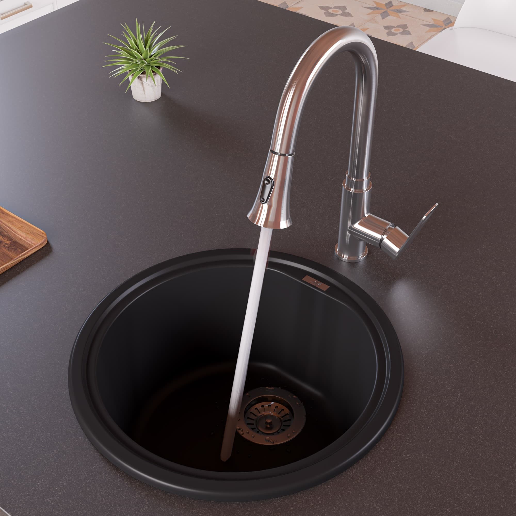 ALFI AB1717DI Round Granite Composite Kitchen Sink