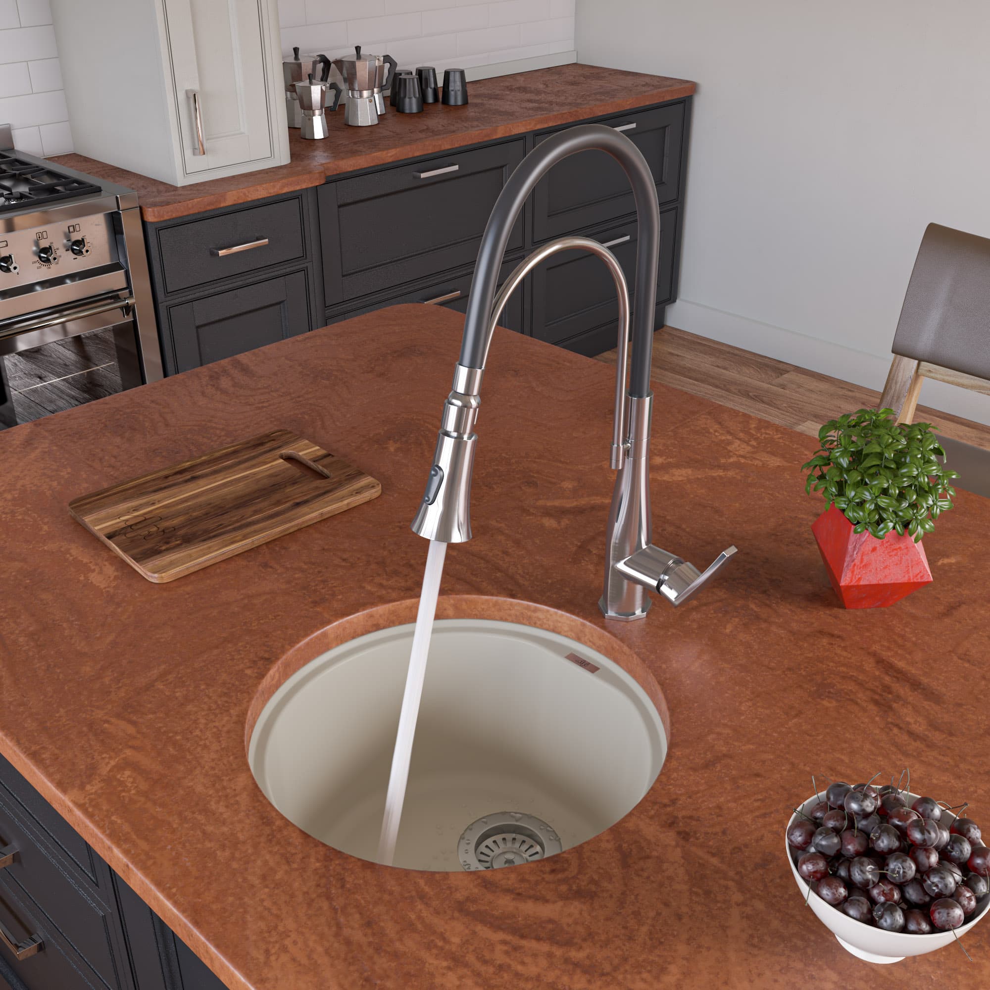 ALFI AB1717UM 17" Undermount Round Granite Composite Kitchen Prep Sink - image 1