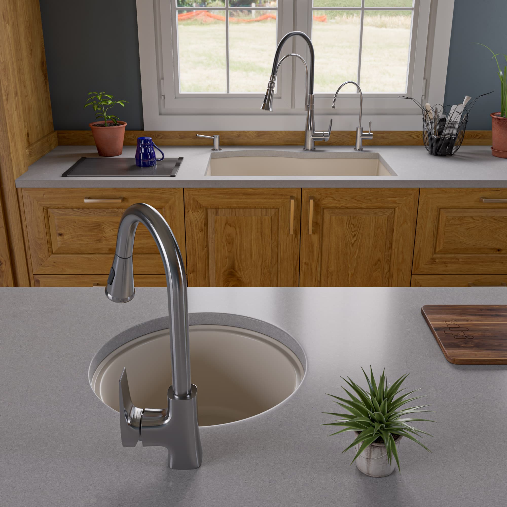 ALFI AB1717UM 17" Undermount Round Granite Composite Kitchen Prep Sink - image 3