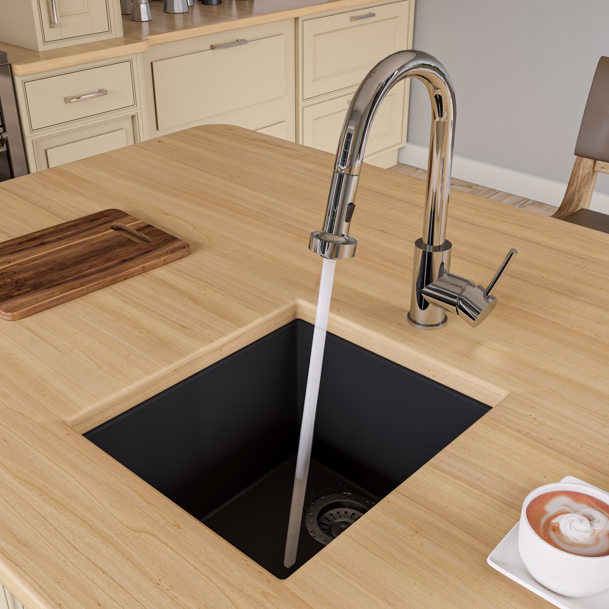 ALFI AB1720UM Undermount Rectangular Granite Composite Kitchen Prep Sink