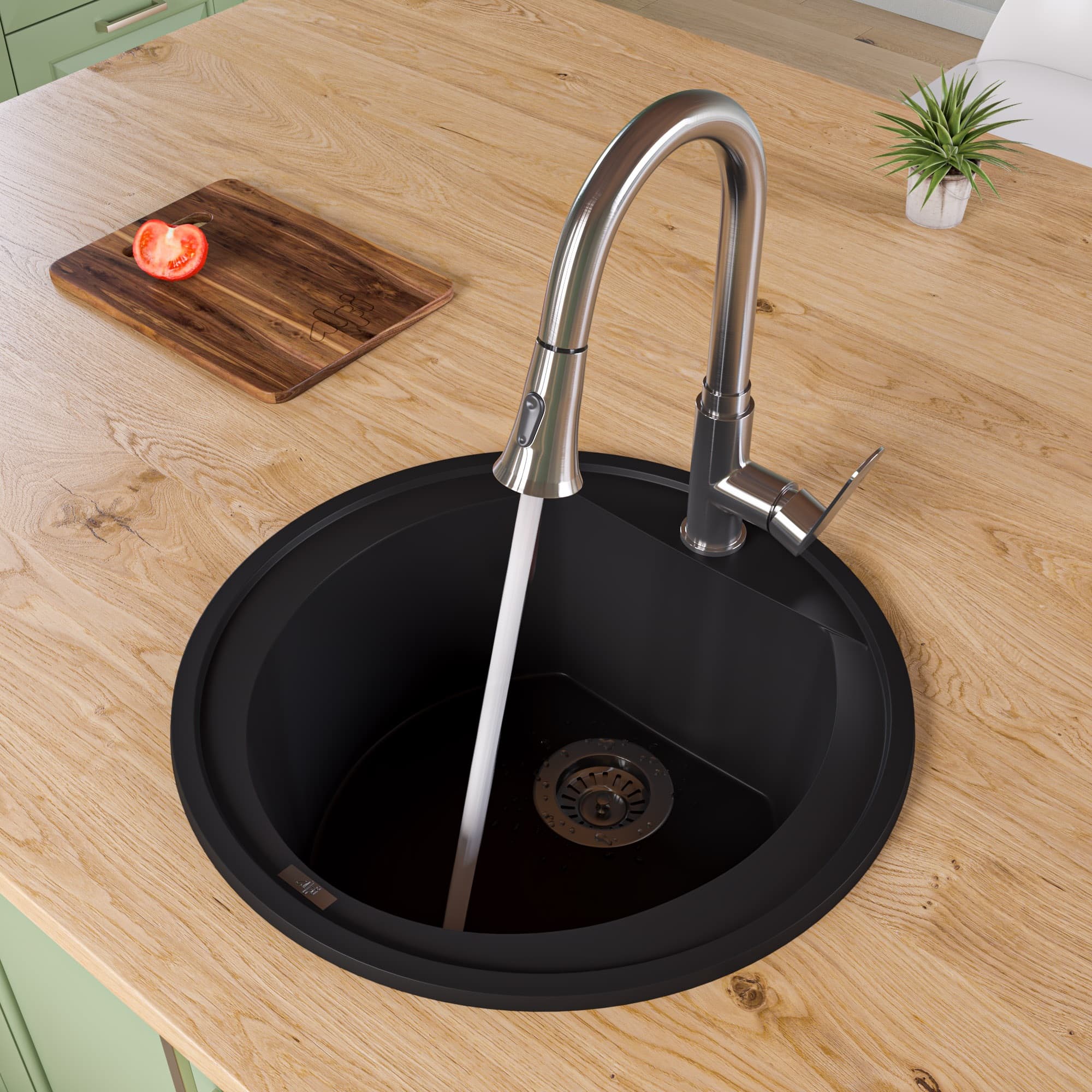 ALFI AB2020DI 20" Round Granite Composite Kitchen Prep Sink
