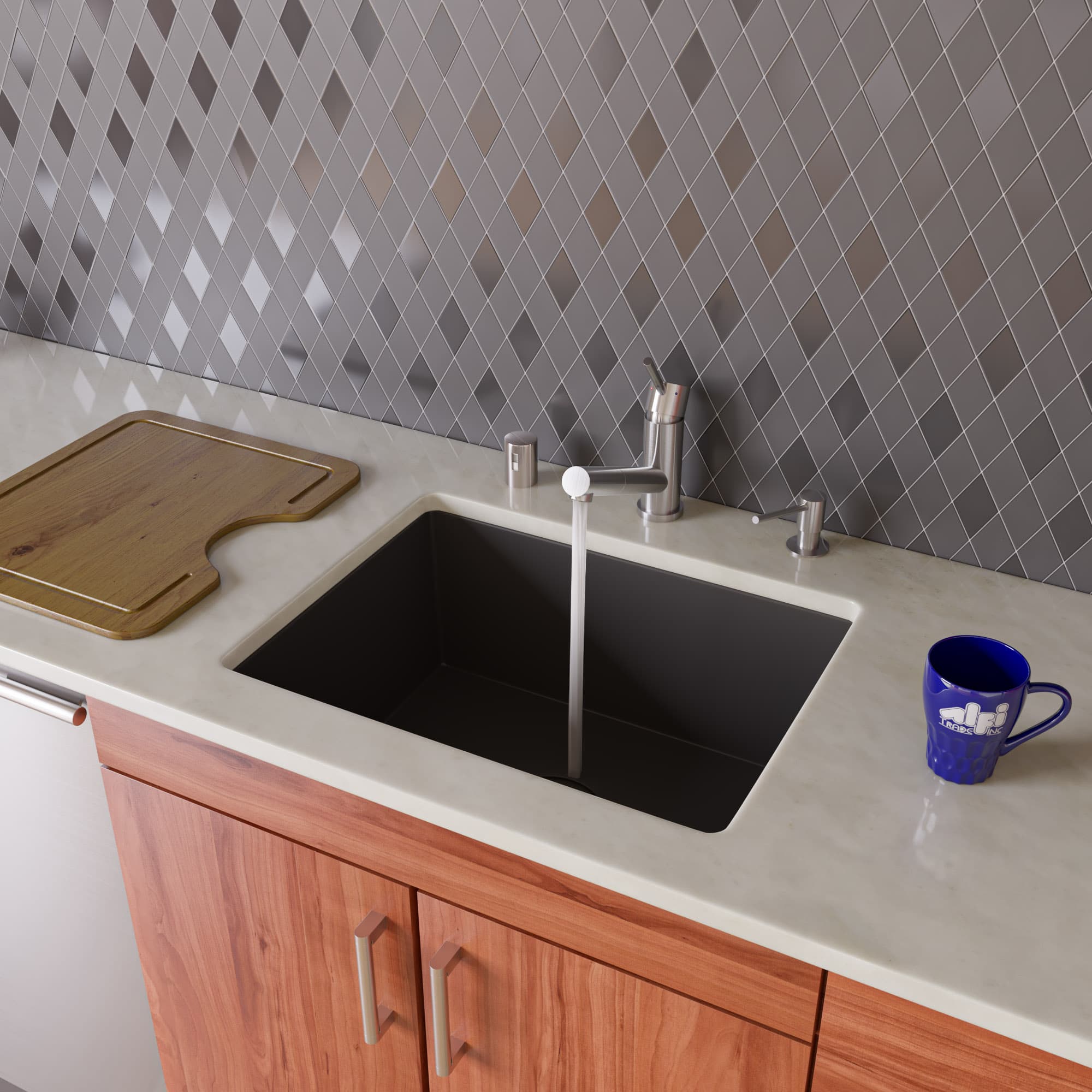 ALFI AB2420UM Biscuit Single Bowl Granite Kitchen Sink
