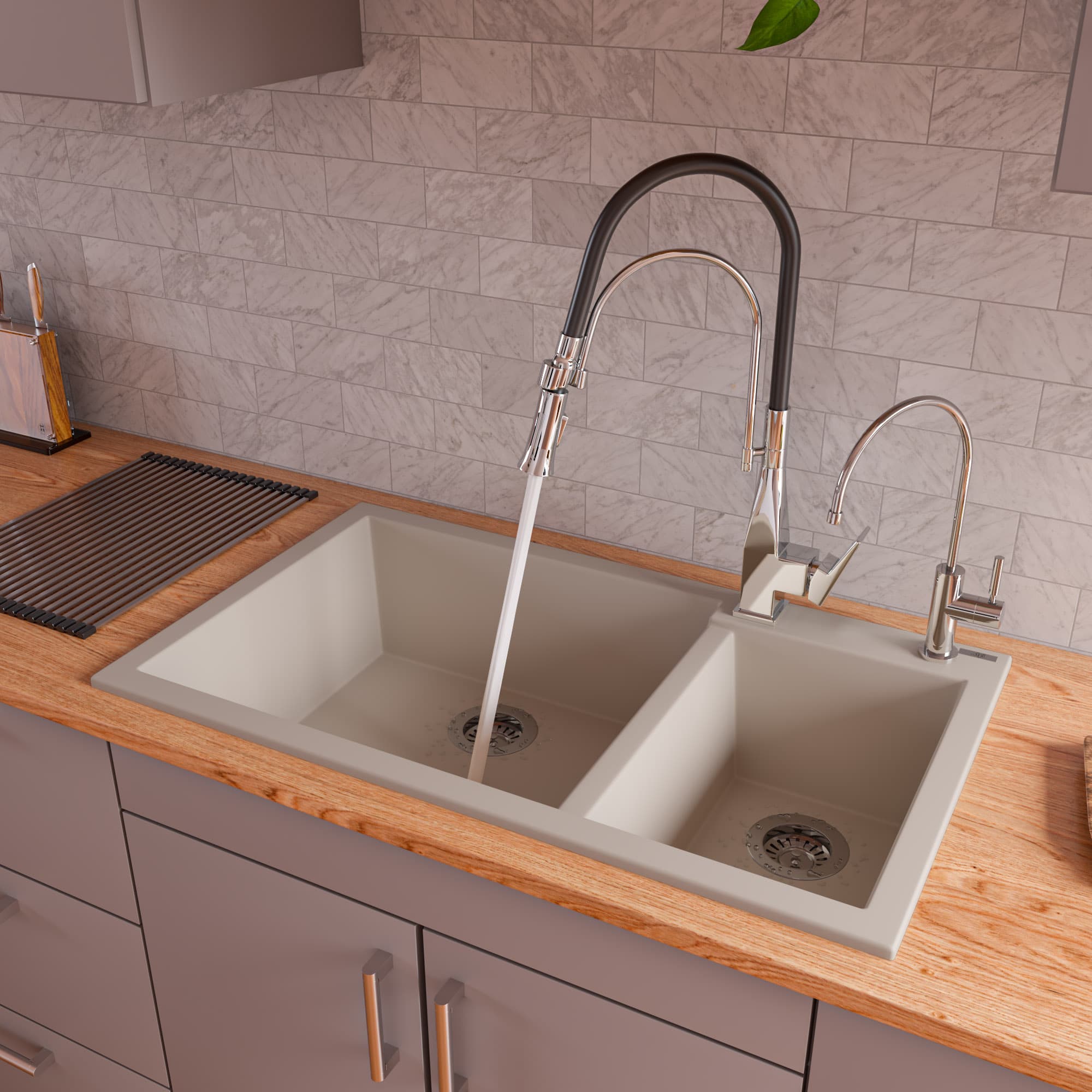 ALFI AB3319DI Double Bowl Drop-In Granite Kitchen Sink - image 1