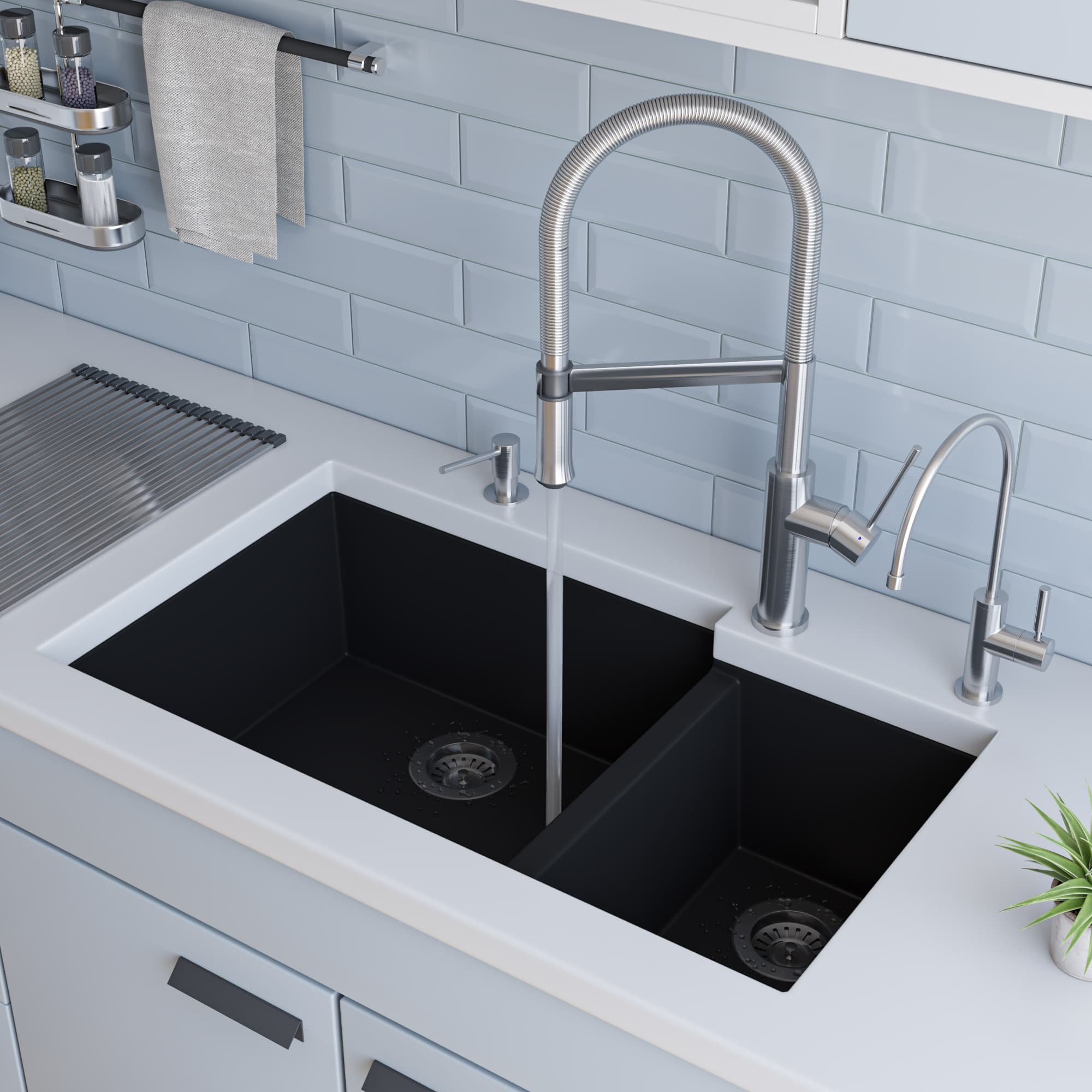 ALFI AB3319UM Double Bowl Undermount Granite Composite Kitchen Sink