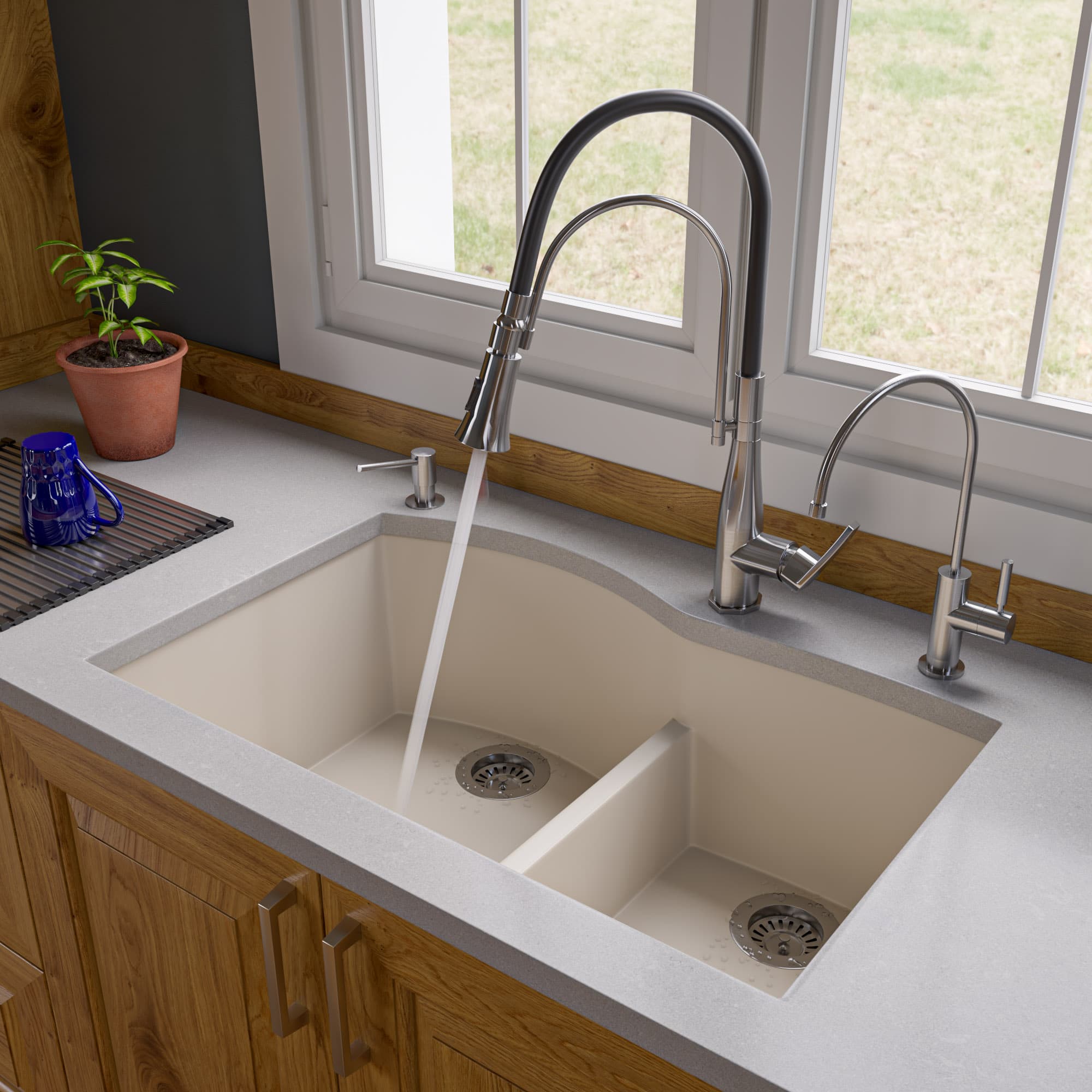 ALFI AB3320UM Double Bowl Undermount Granite Composite Kitchen Sink - image 1