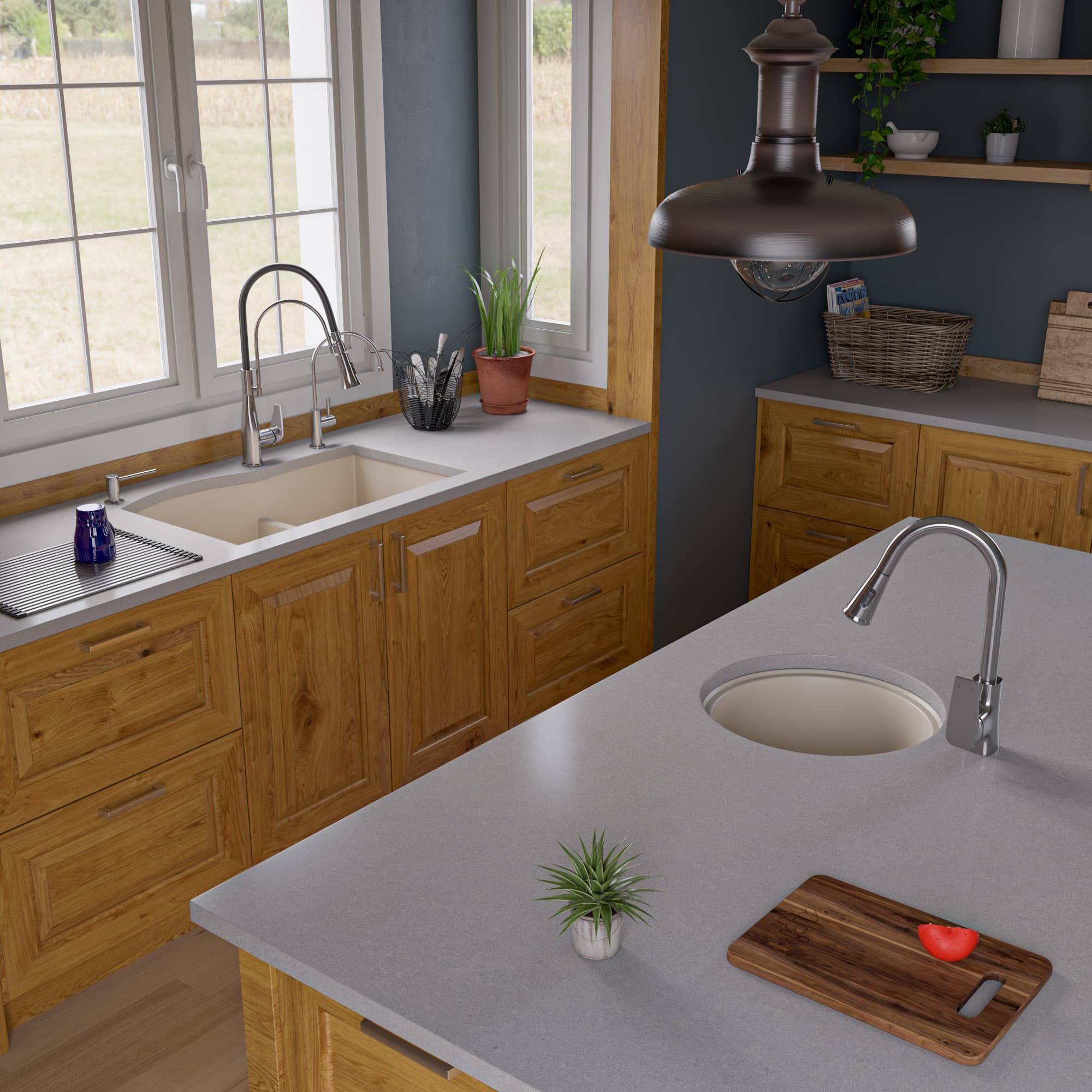 ALFI AB3320UM Double Bowl Undermount Granite Composite Kitchen Sink - image 3