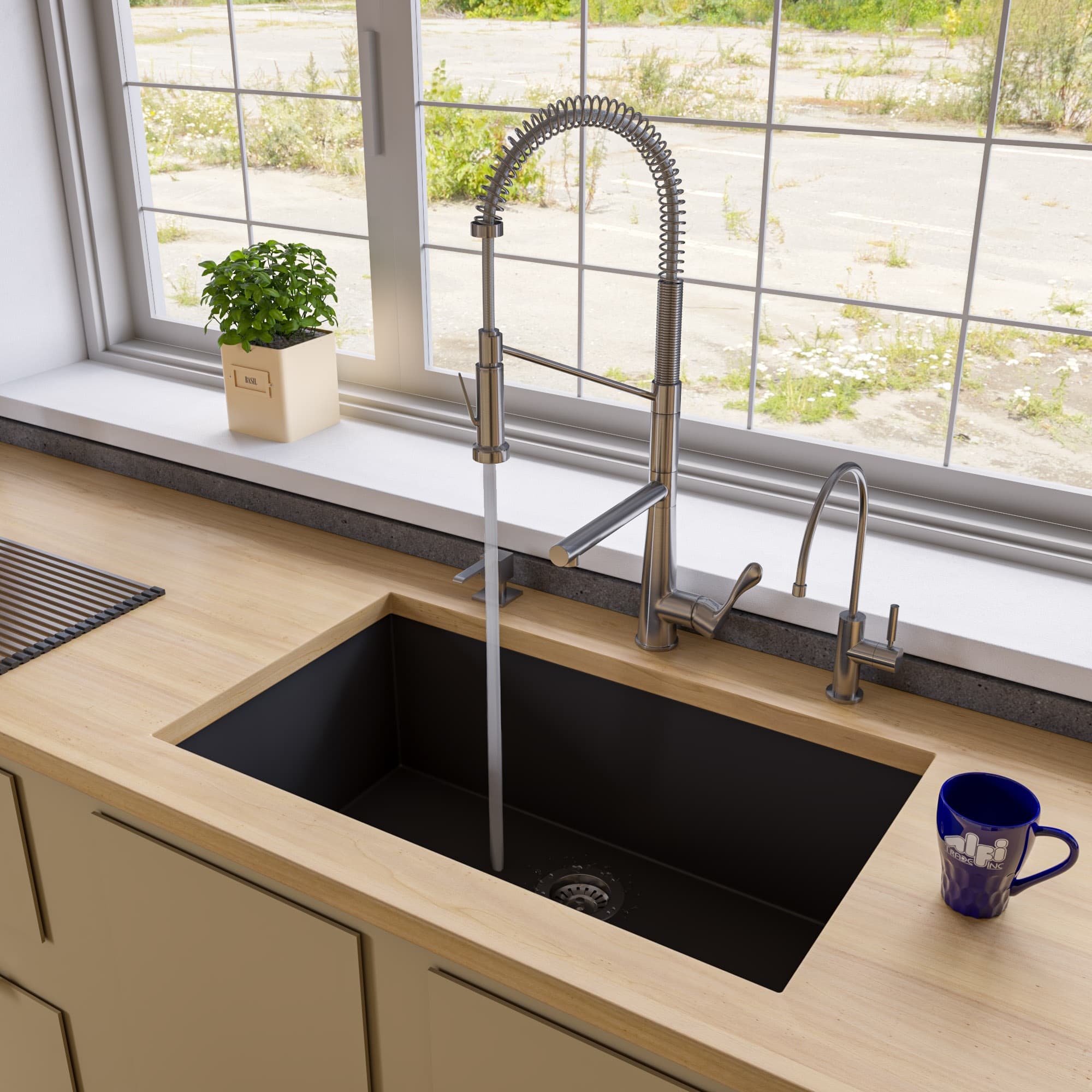 ALFI AB3322UM Single Bowl Undermount Granite Composite Kitchen Sink