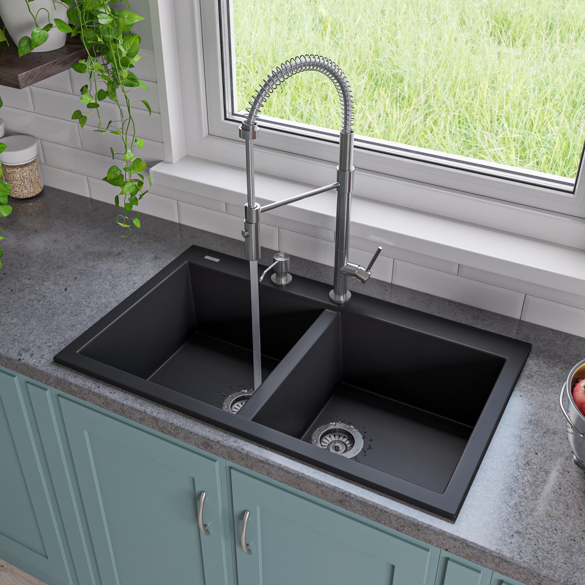 ALFI AB3420DI Double Bowl Granite Composite Kitchen Sink