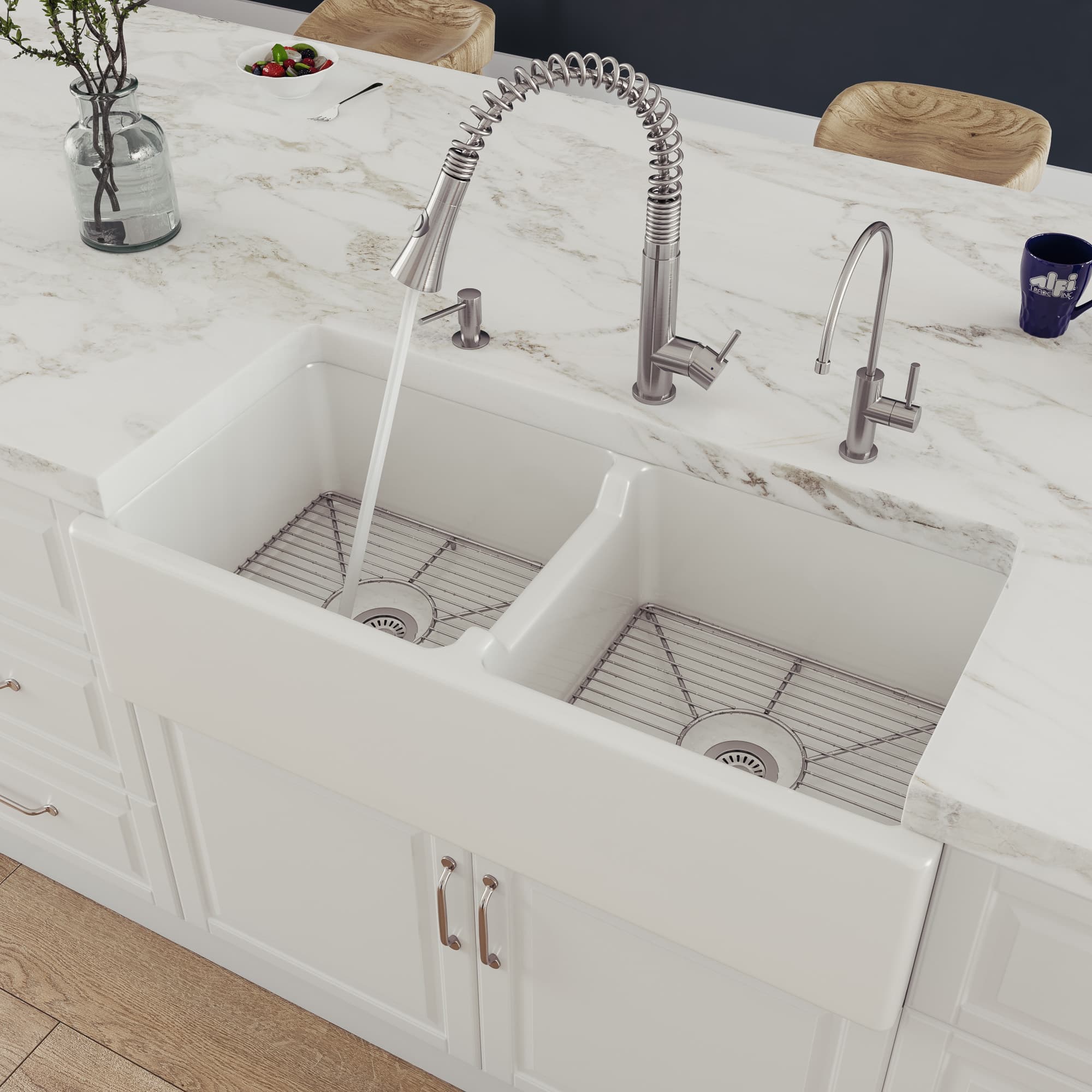 ALFI AB3918DB Double Bowl Farm Kitchen Sink