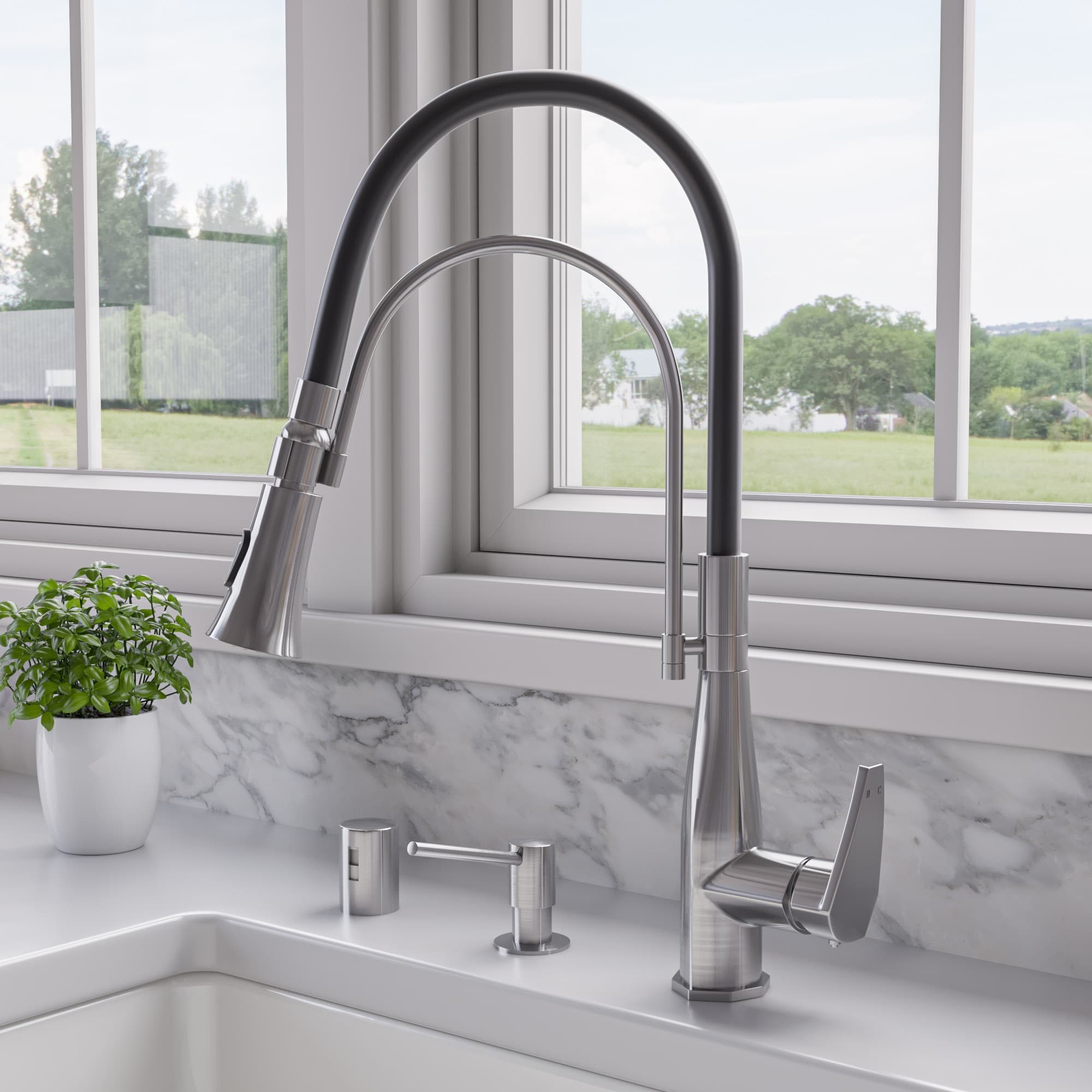 ALFI AB5006 Modern Round Brushed Stainless Steel Soap Dispenser - image 2