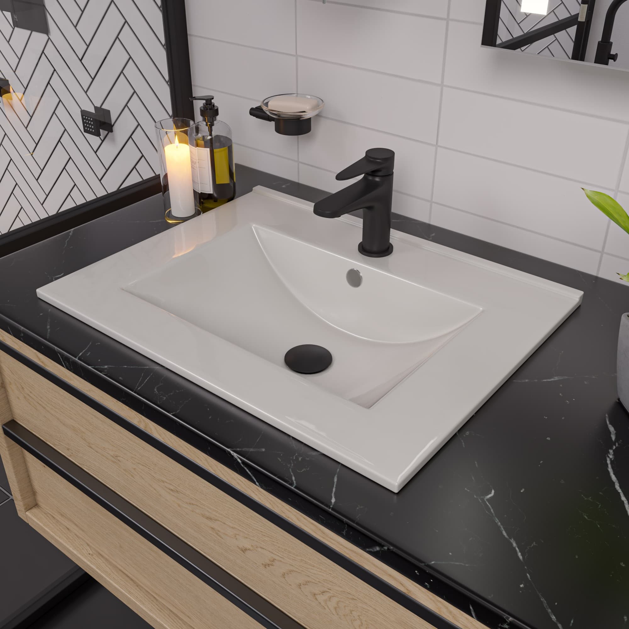 ALFI ABC803 25" Rectangular Drop-In Ceramic Bathroom Sink - image 2