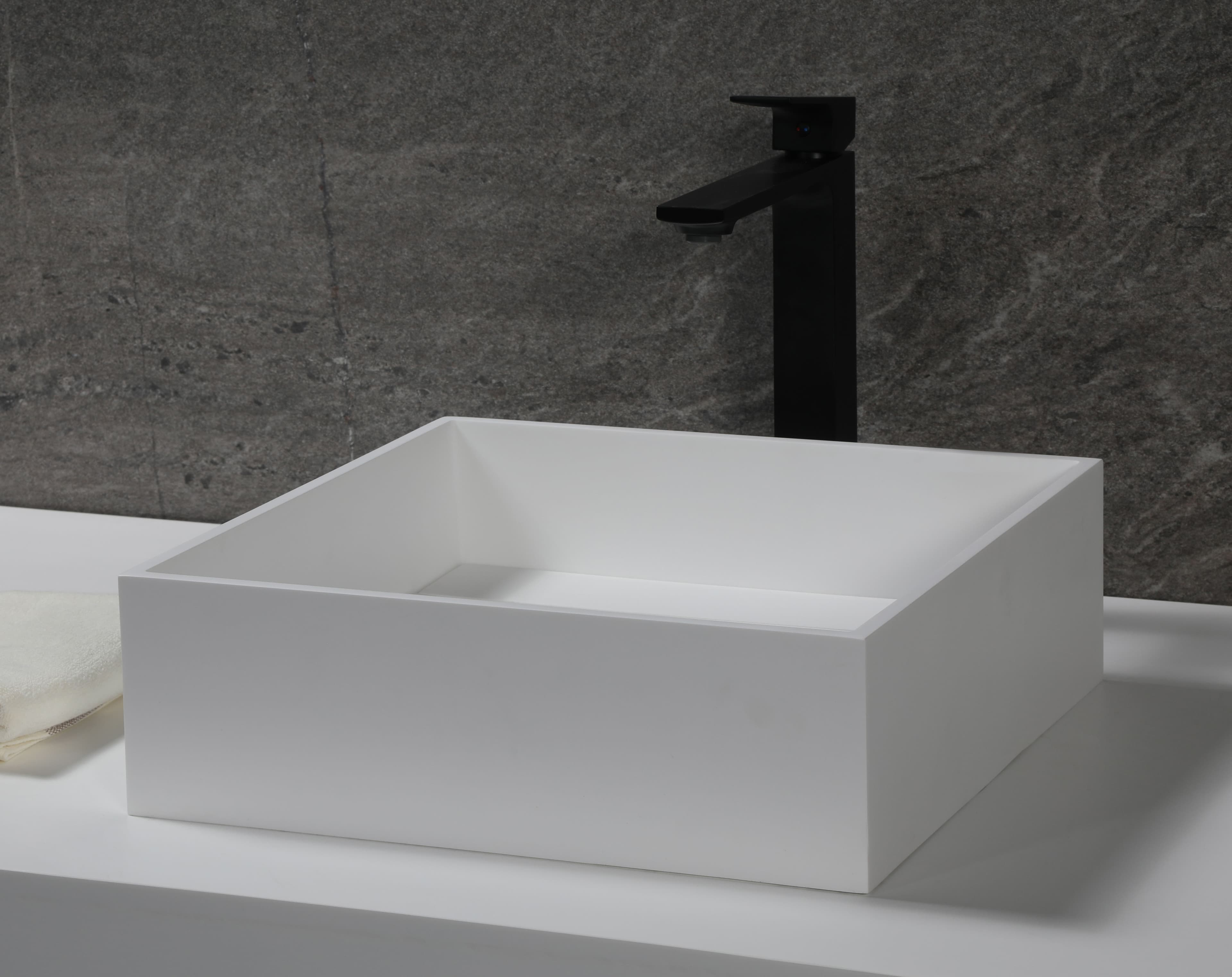ALFI ABRS14S 14" Square White Matte Resin Bathroom Sink - image 1