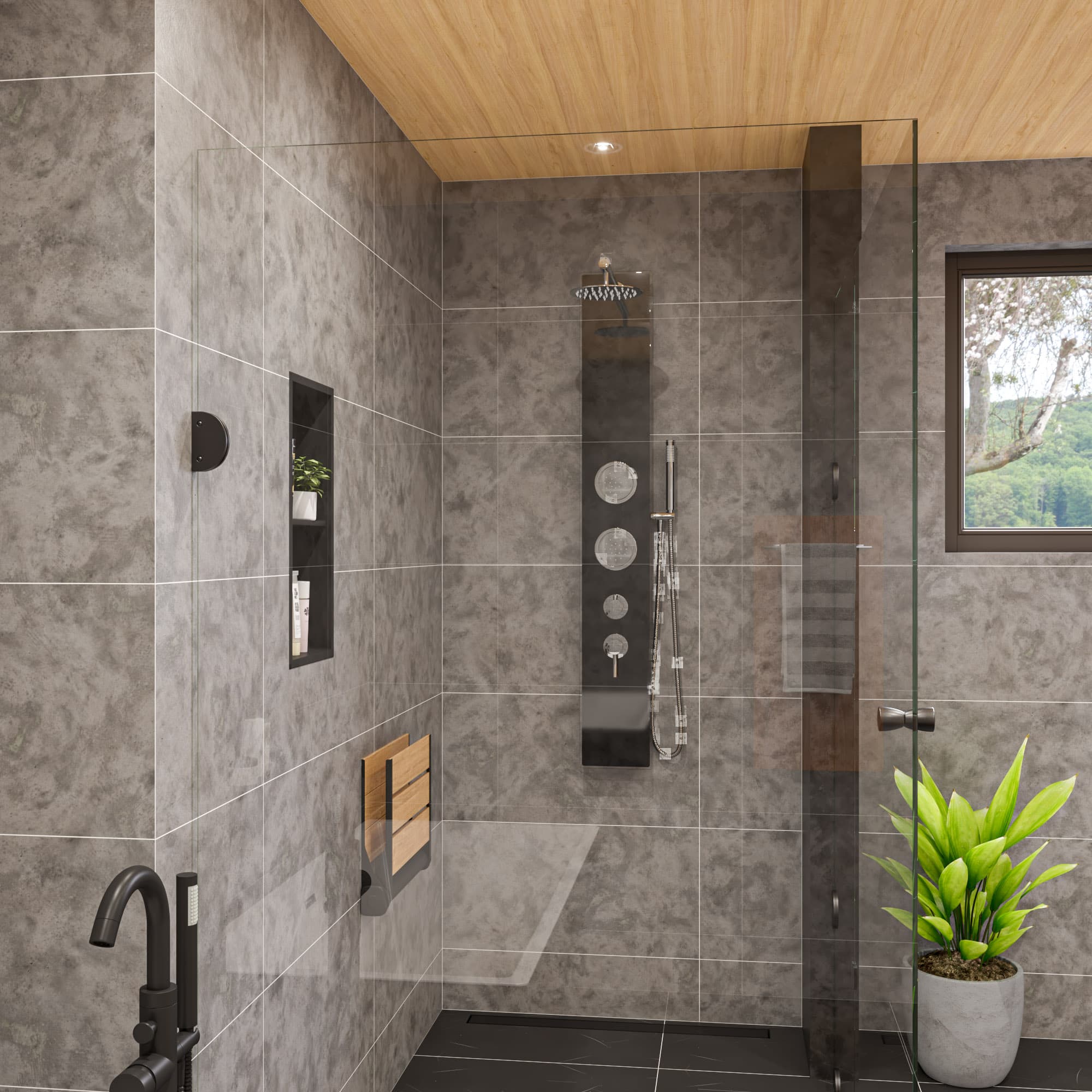 ALFI ABSP55B Black Glass Rain Shower Panel - image 2