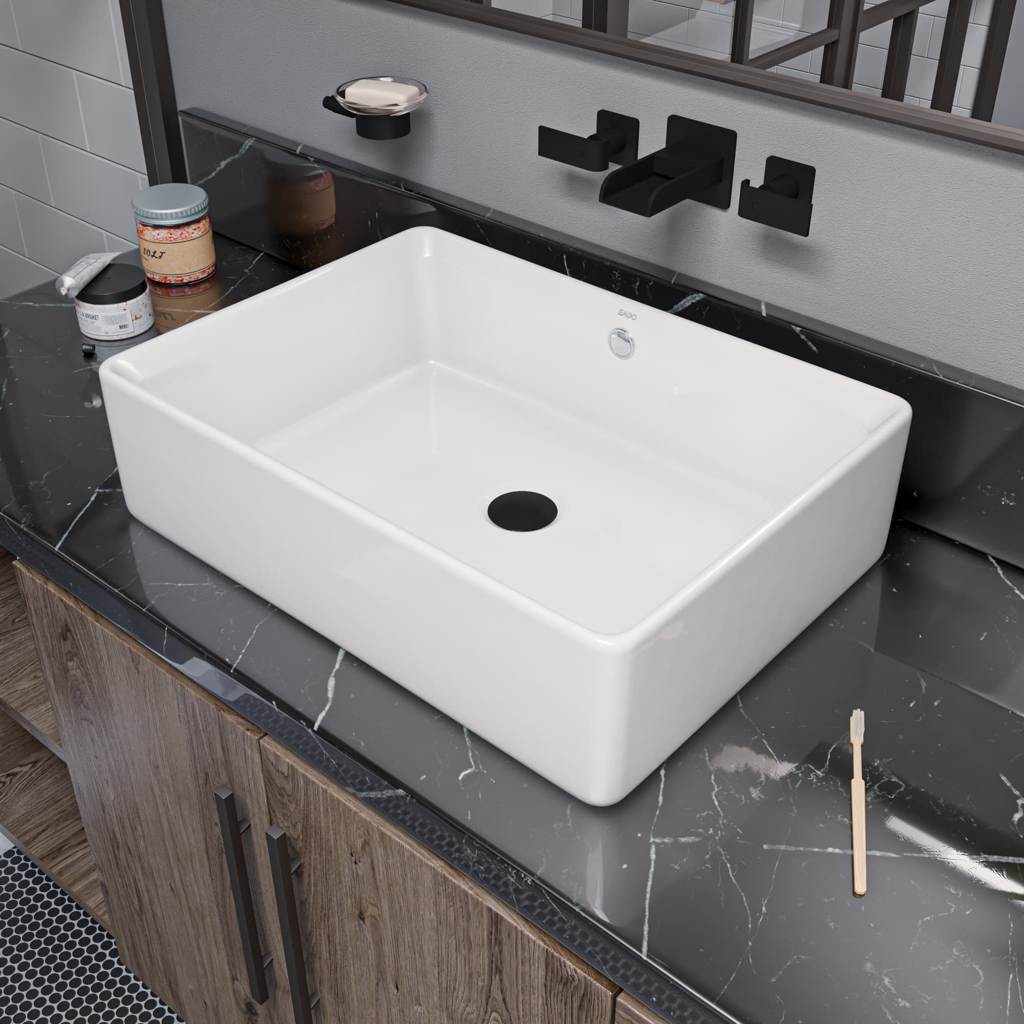 EAGO BA131 20" Rectangular Ceramic Vessel Bathroom Sink - image 1