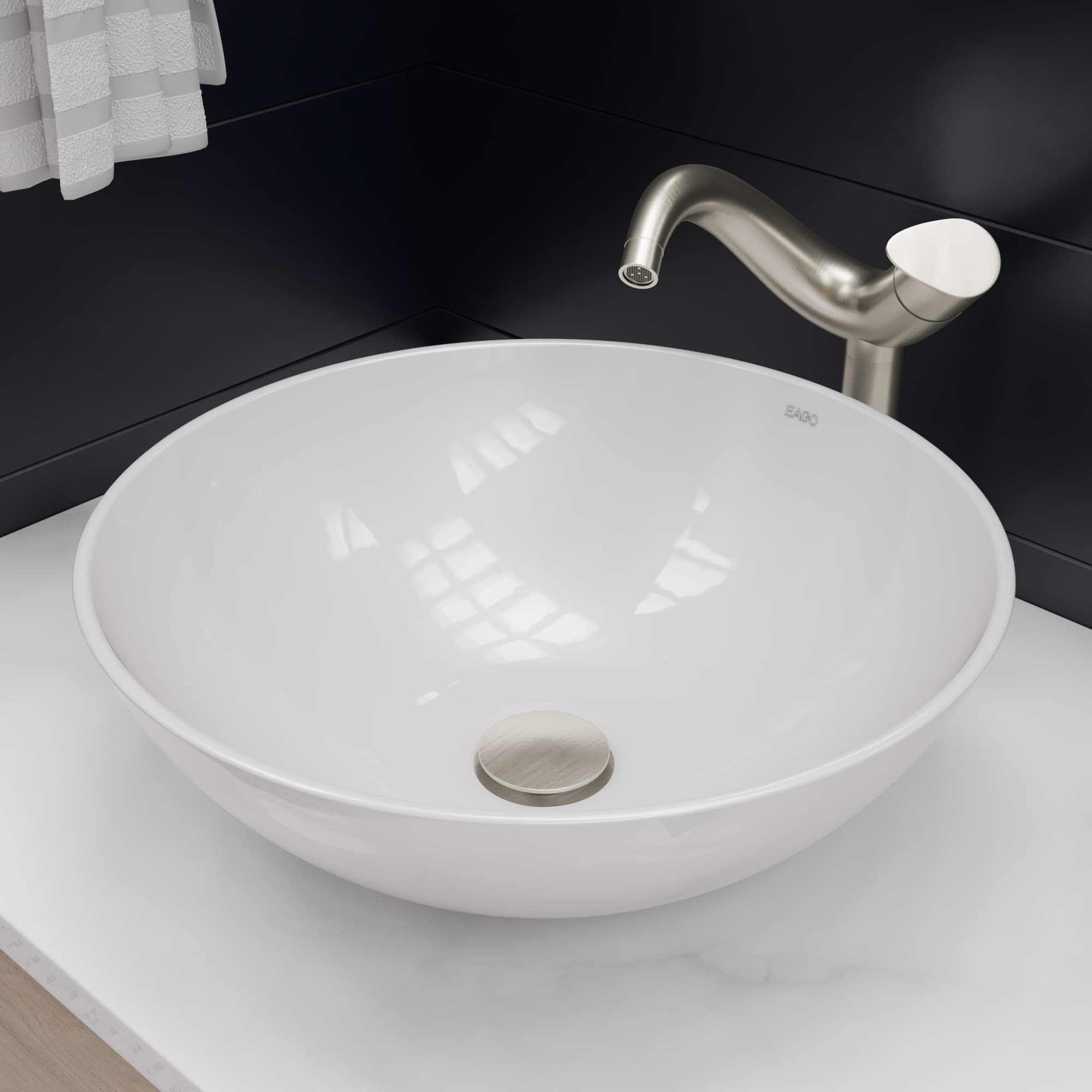 EAGO BA351 18" Round Ceramic Above Mount Bathroom Sink - image 1