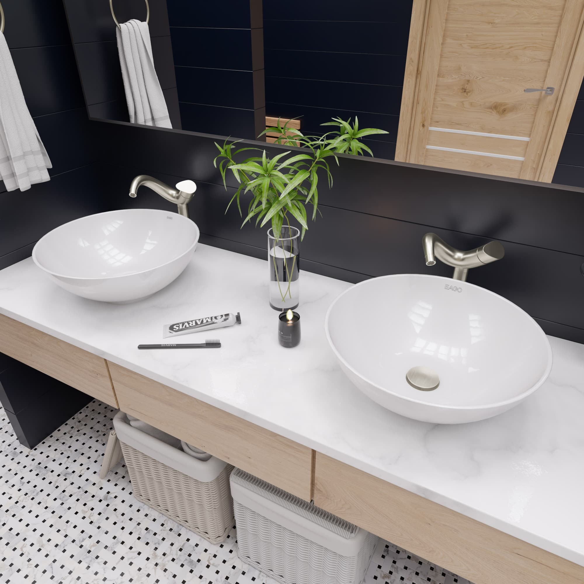 EAGO BA351 18" Round Ceramic Above Mount Bathroom Sink - image 2