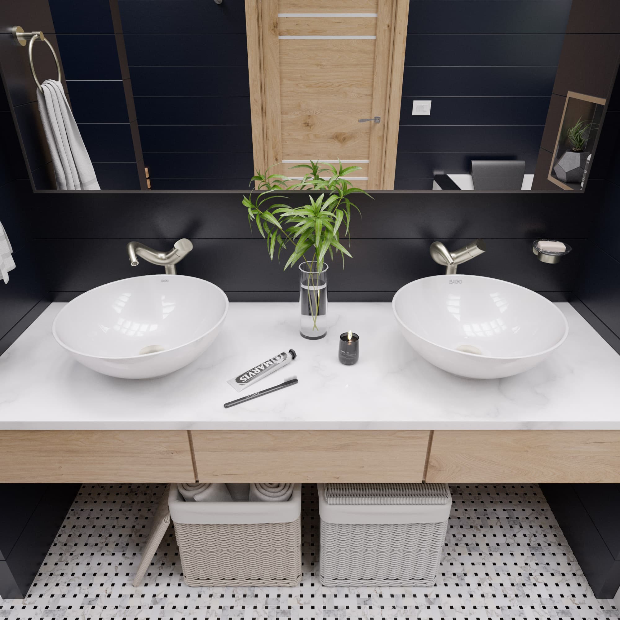 EAGO BA351 18" Round Ceramic Above Mount Bathroom Sink - image 3