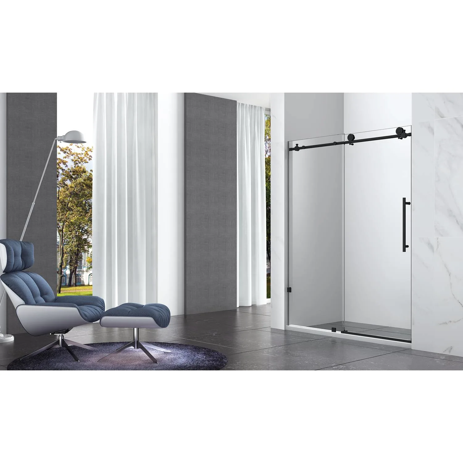 Legion Furniture 56-60 Inch Single Sliding Frameless Shower Door - image 1