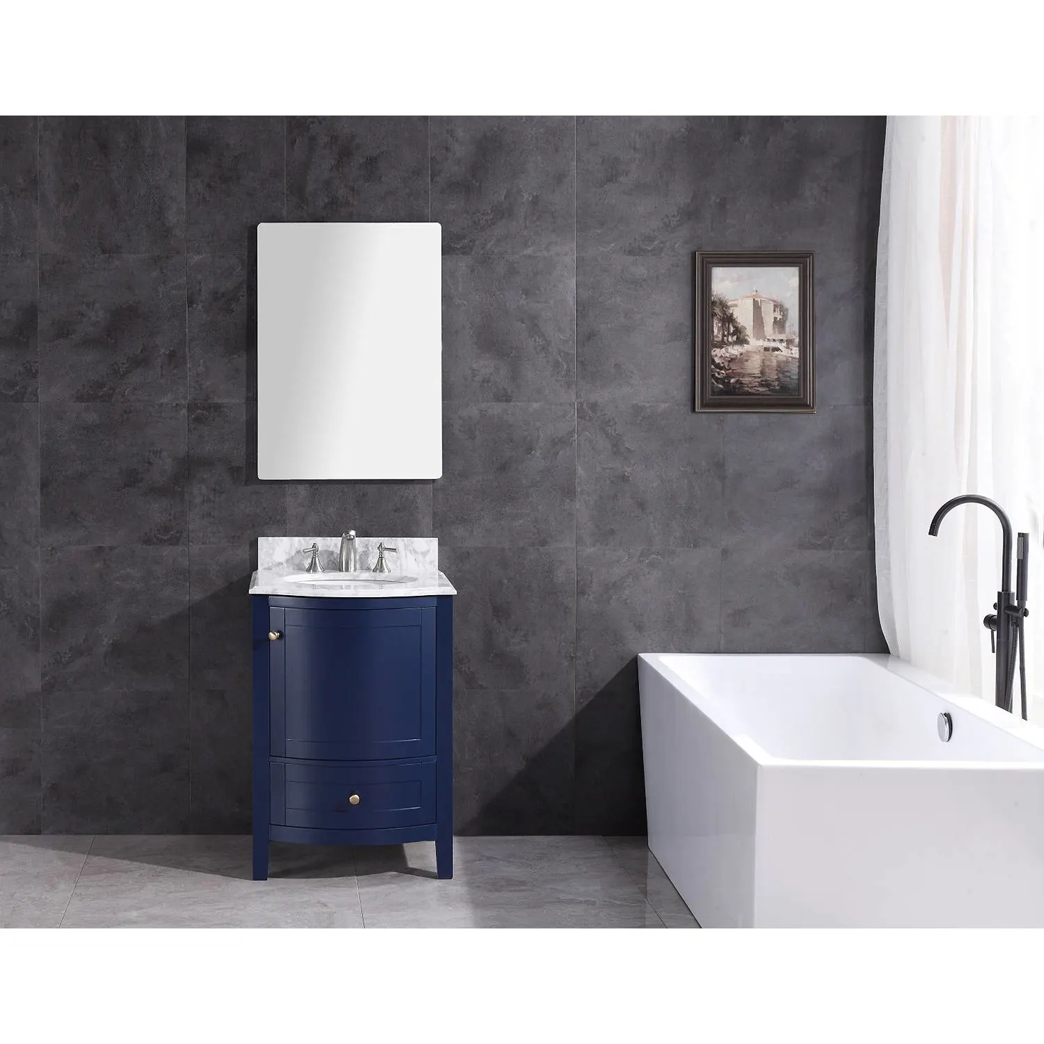 Legion Furniture 24 Inch Marble Top White Ceramic Sink Vanity Cabinet - image 3