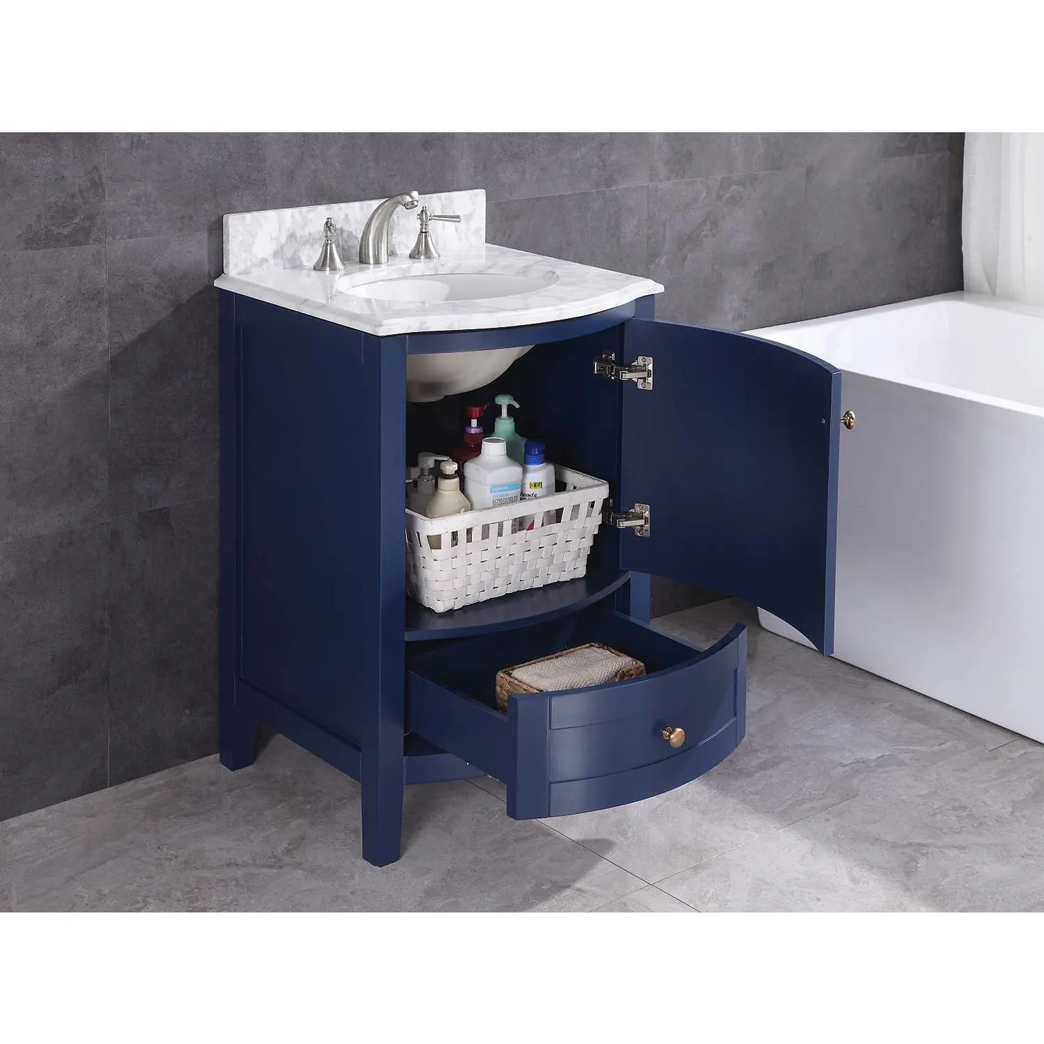 Legion Furniture 24 Inch Marble Top White Ceramic Sink Vanity Cabinet - image 8