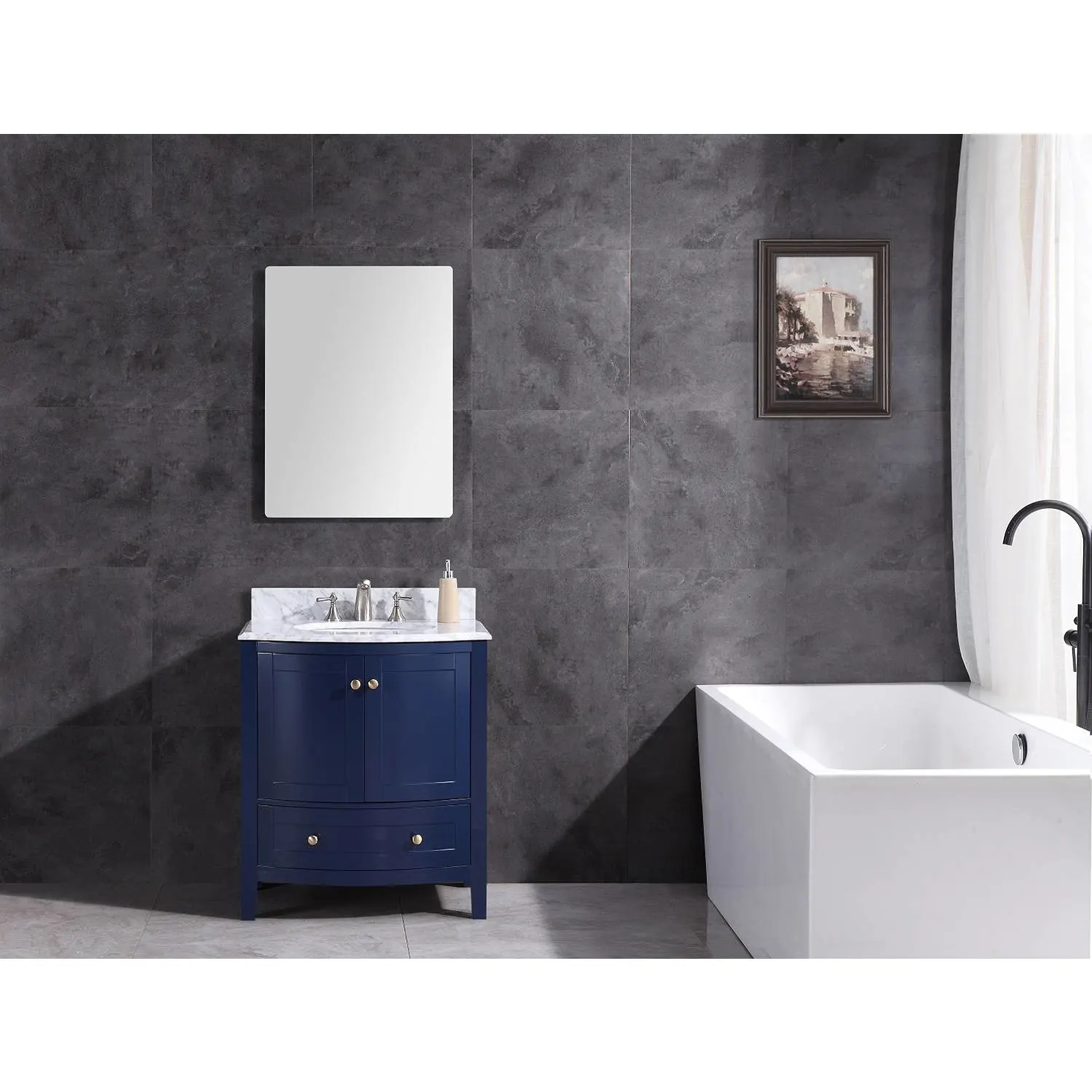 Legion Furniture 30 Inch Marble Top White Ceramic Sink Vanity Cabinet - image 3
