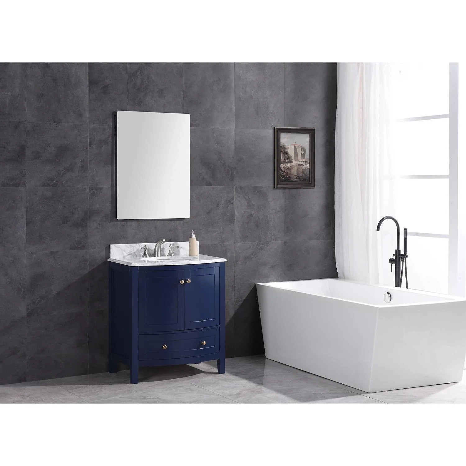 Legion Furniture 30 Inch Marble Top White Ceramic Sink Vanity Cabinet - image 5