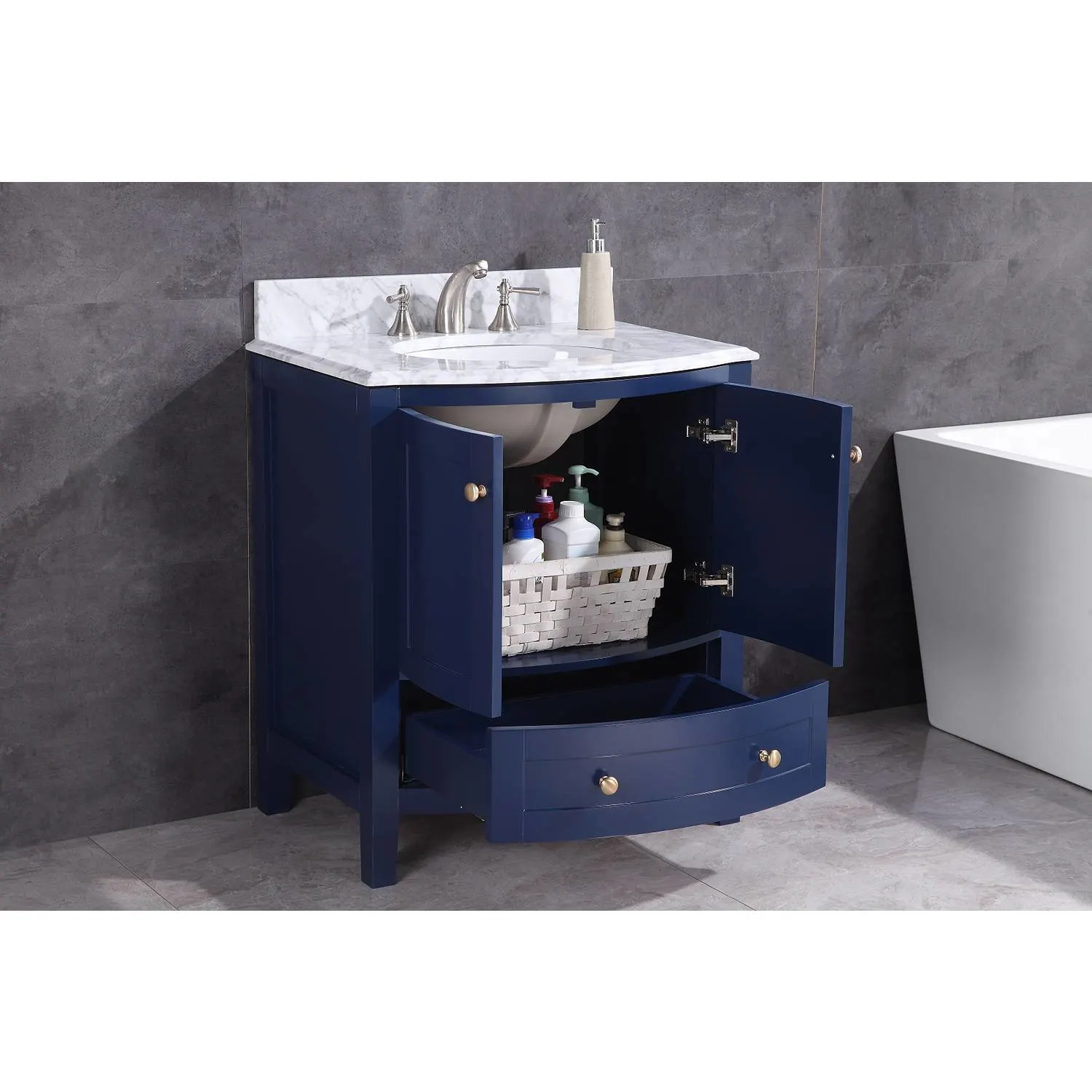 Legion Furniture 30 Inch Marble Top White Ceramic Sink Vanity Cabinet - image 7