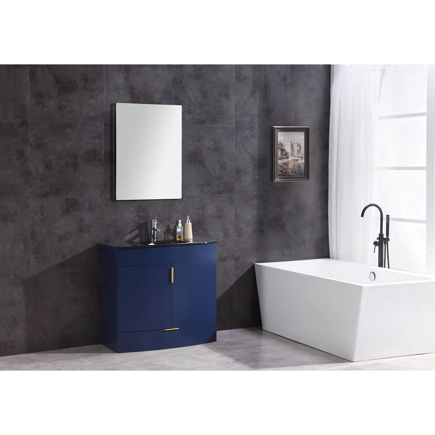 Legion Furniture 36 Inch Tempered Glass Top and Sink Vanity Cabinet - image 2