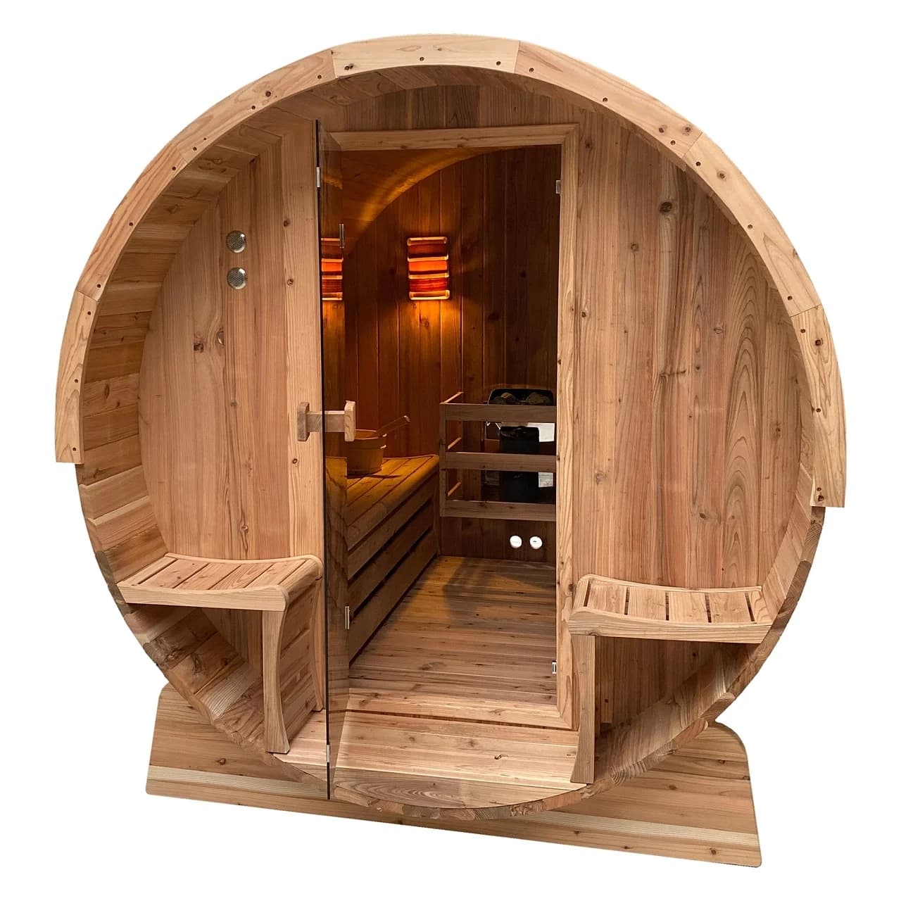 Aleko 4 Person 4.5 kW Rustic Cedar Shingle Outdoor Barrel Sauna