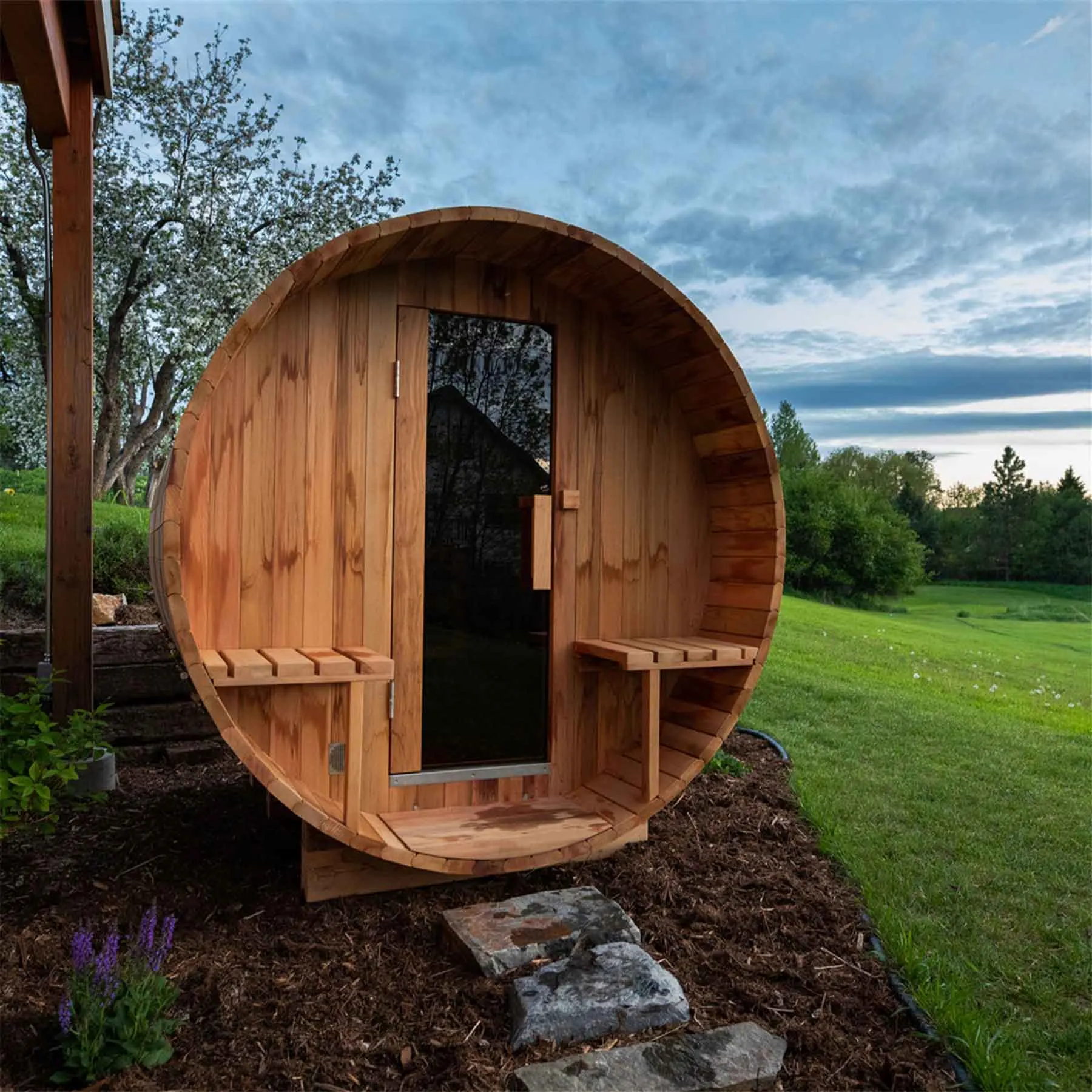 Aleko 8 Person 9 kW Red Cedar Outdoor and Indoor Barrel Sauna - image 4