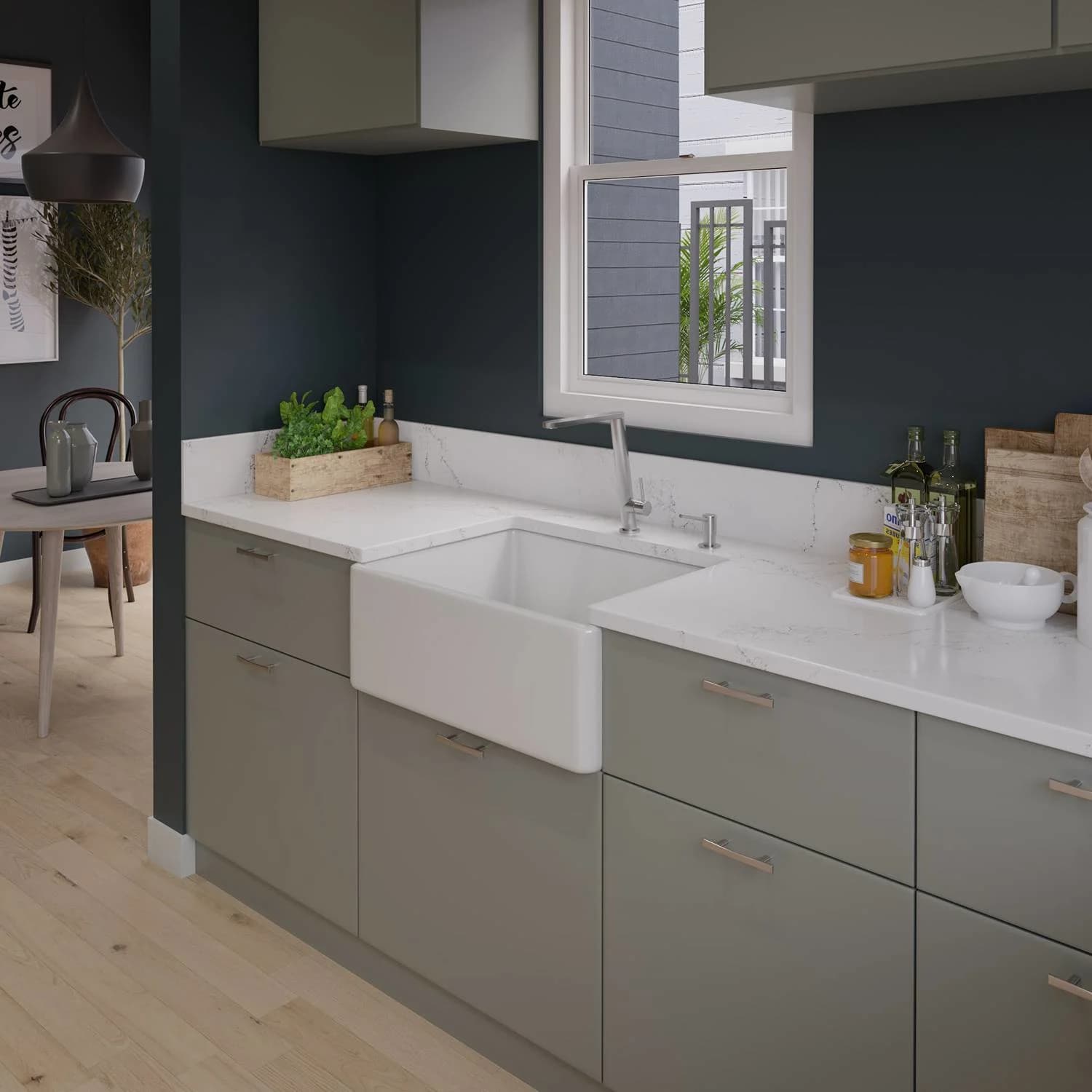 ALFI AB505 26 inch Contemporary Smooth Fireclay Farm Kitchen Sink - image 7