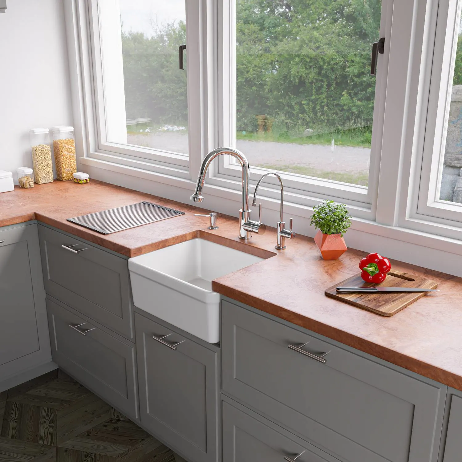 ALFI AB507 20 inch Single Bowl Fireclay Farm Kitchen Sink - image 7
